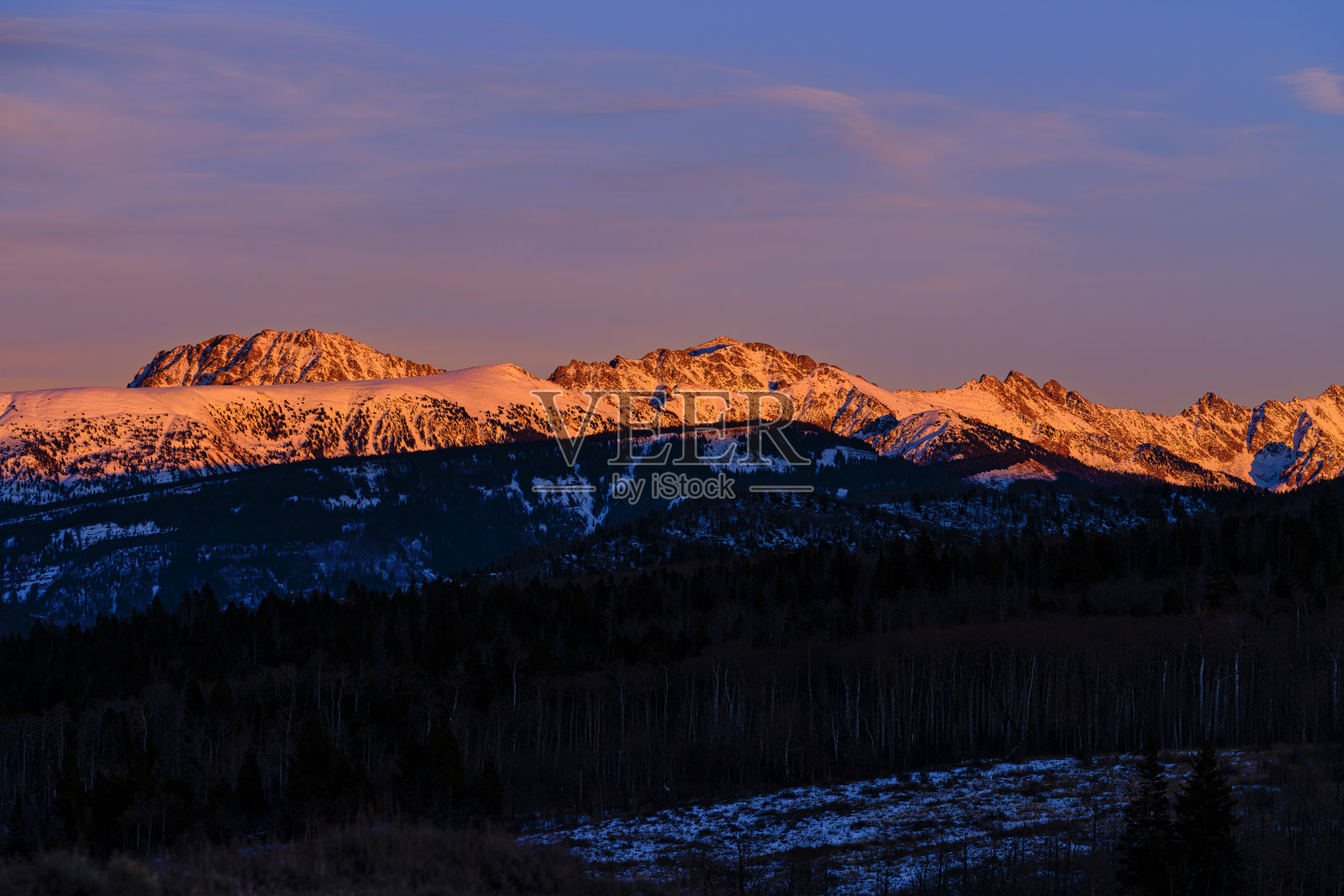 Alpenglow Vail科罗拉多山脉照片摄影图片