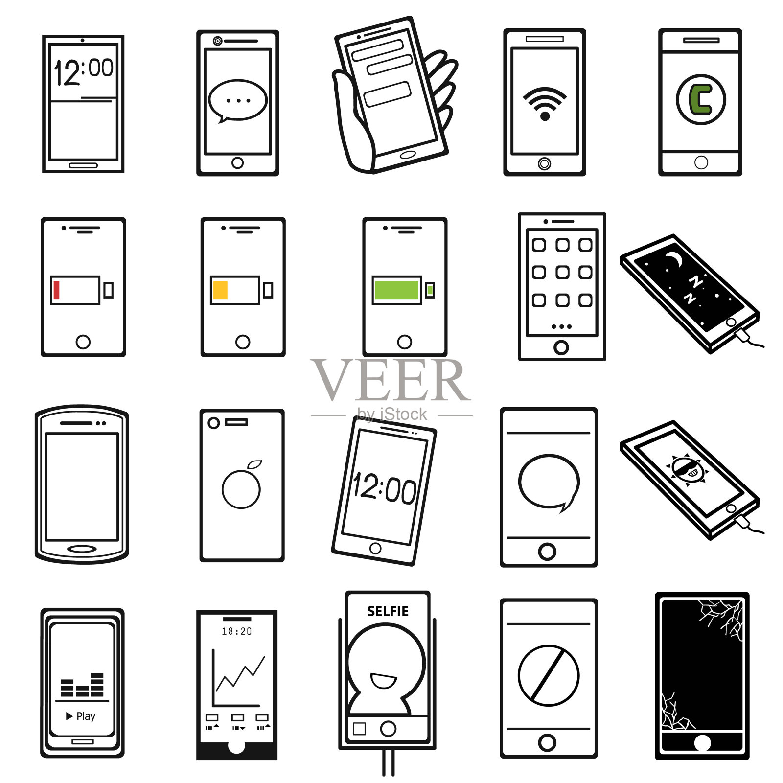 智能手机功能图标插画图片素材