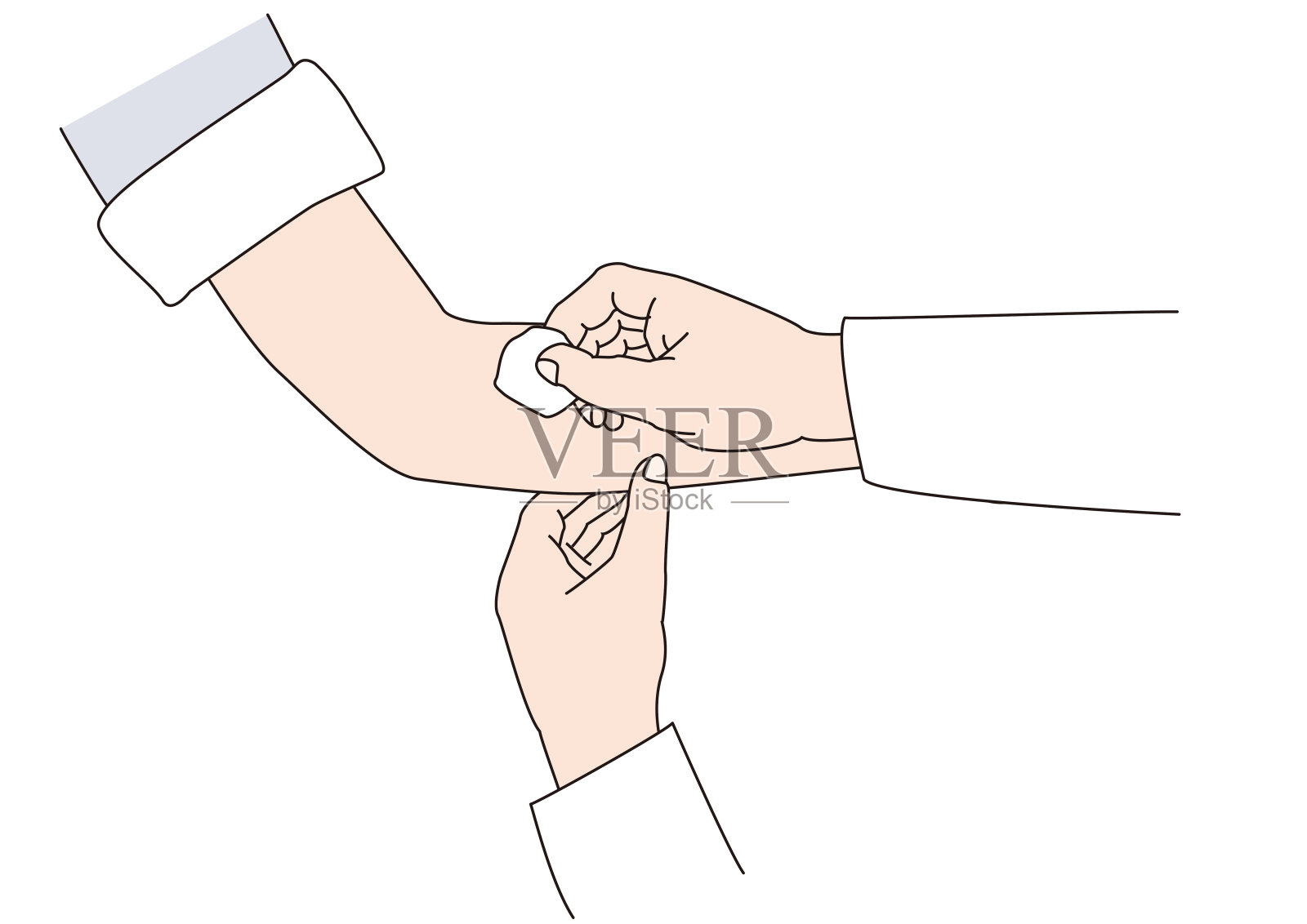 在给病人注射之前给他的手臂消毒插画图片素材