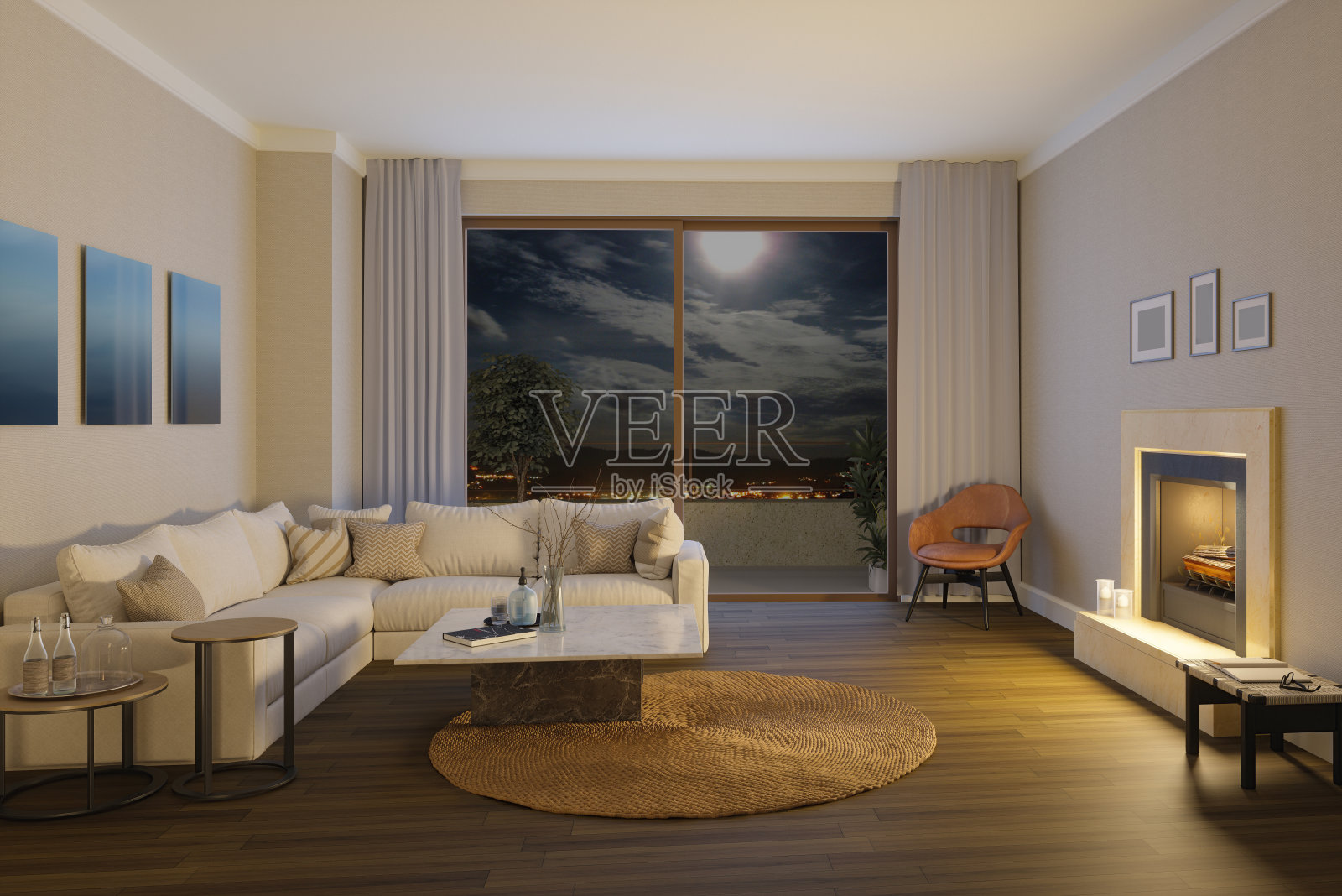 现代风格的一室公寓项目。照片摄影图片