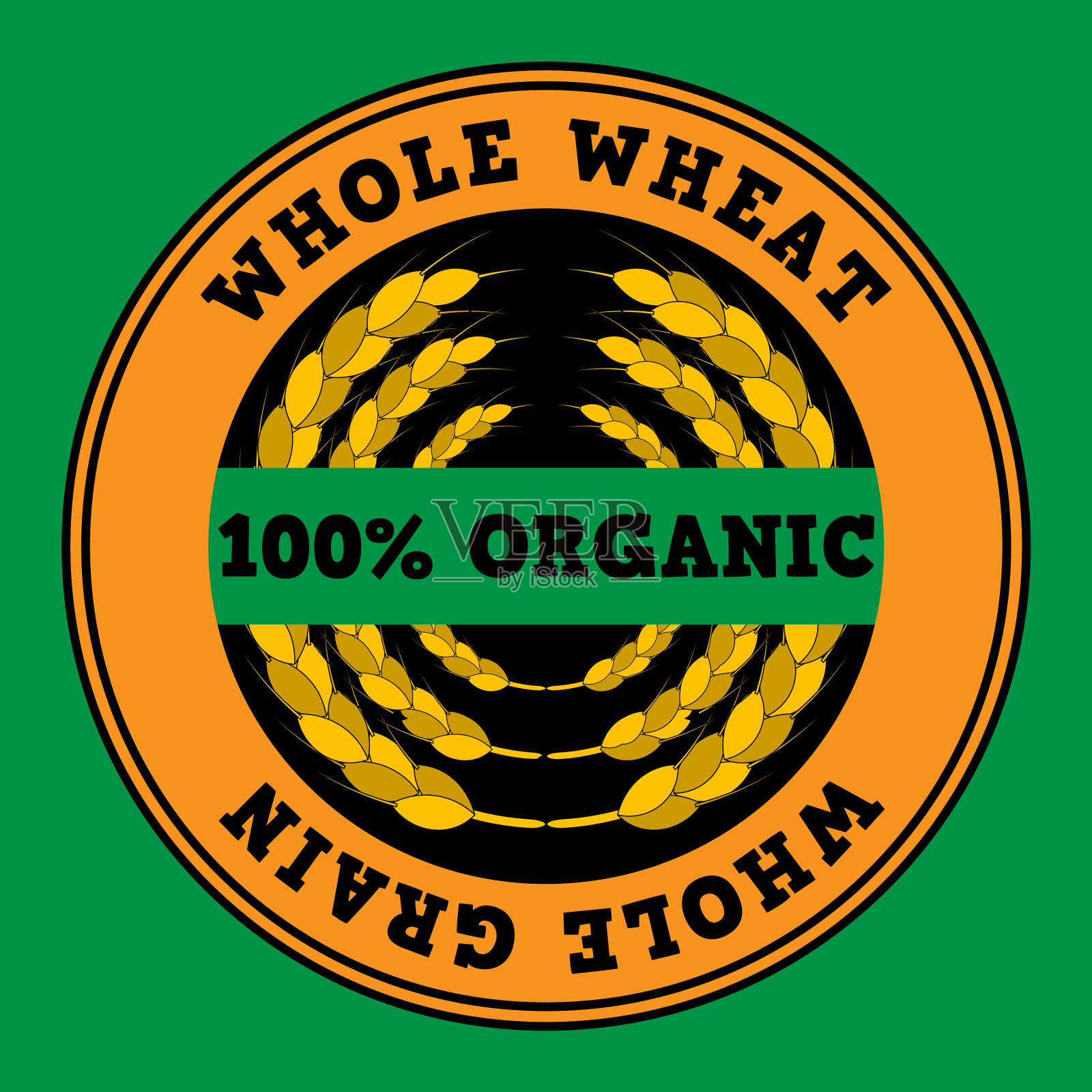 麦穗在一个圆形的旗帜上插画图片素材