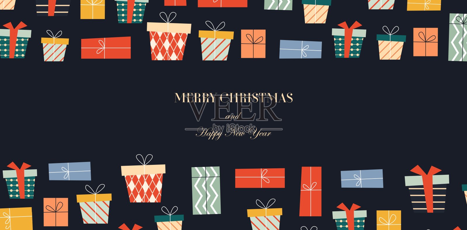 圣诞礼物快乐插画图片素材