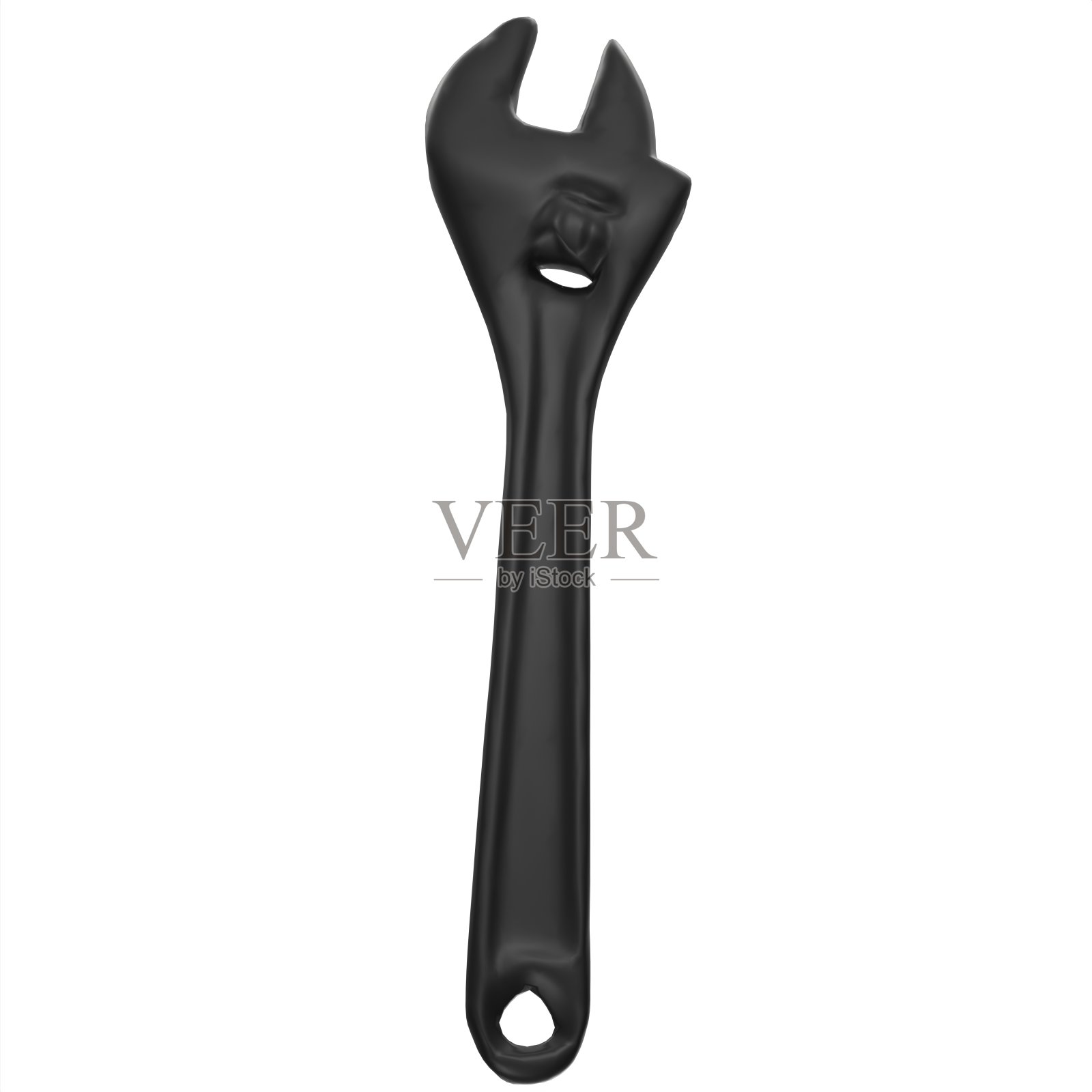 黑色扳手被隔离在白色背景上照片摄影图片