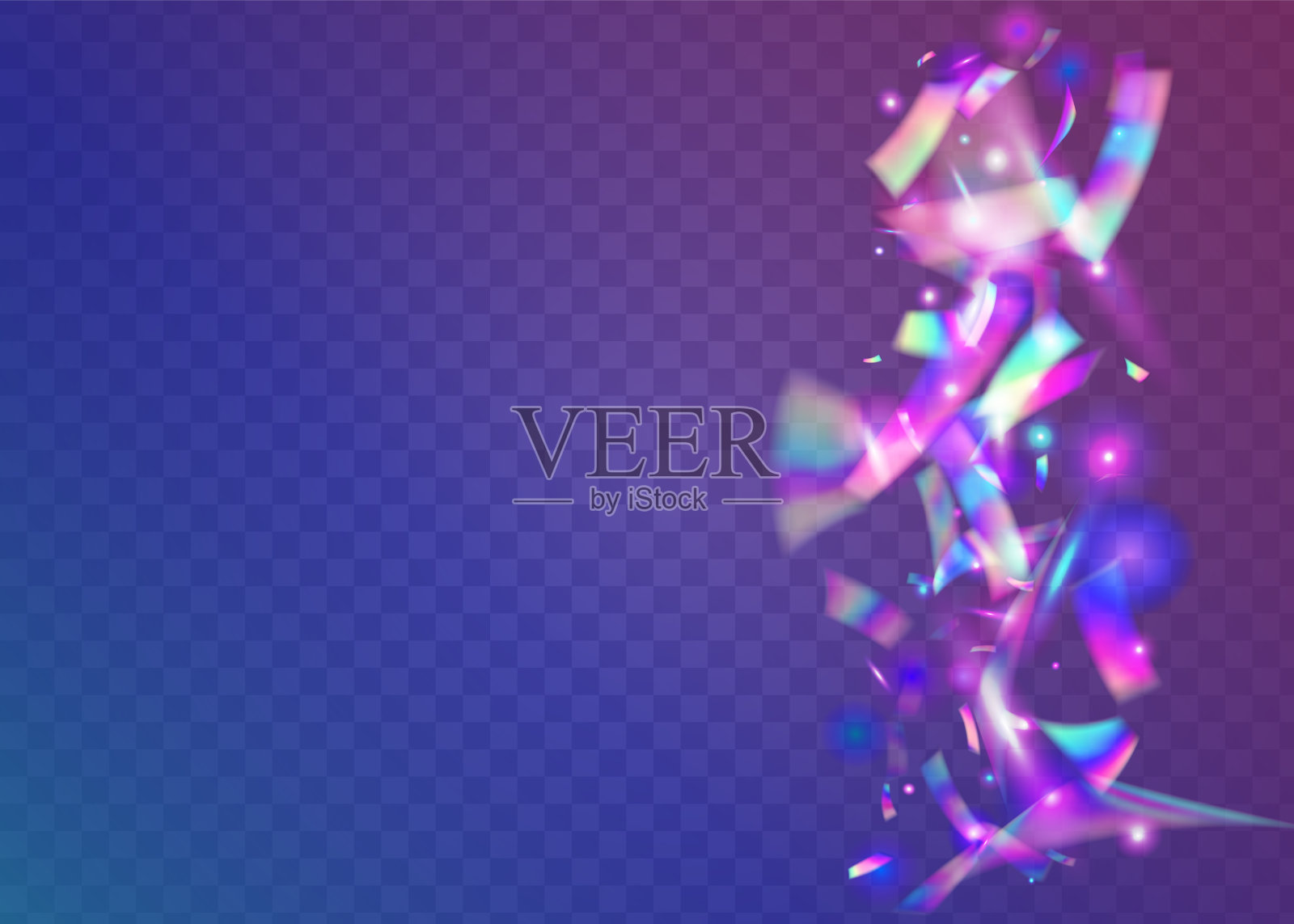 全息背景。全息图闪烁。散景五彩纸屑。复古的元素。闪亮的蒸汽波蛇纹石。魅力箔。奢侈的艺术。蓝色金属效果。紫色全息背景插画图片素材