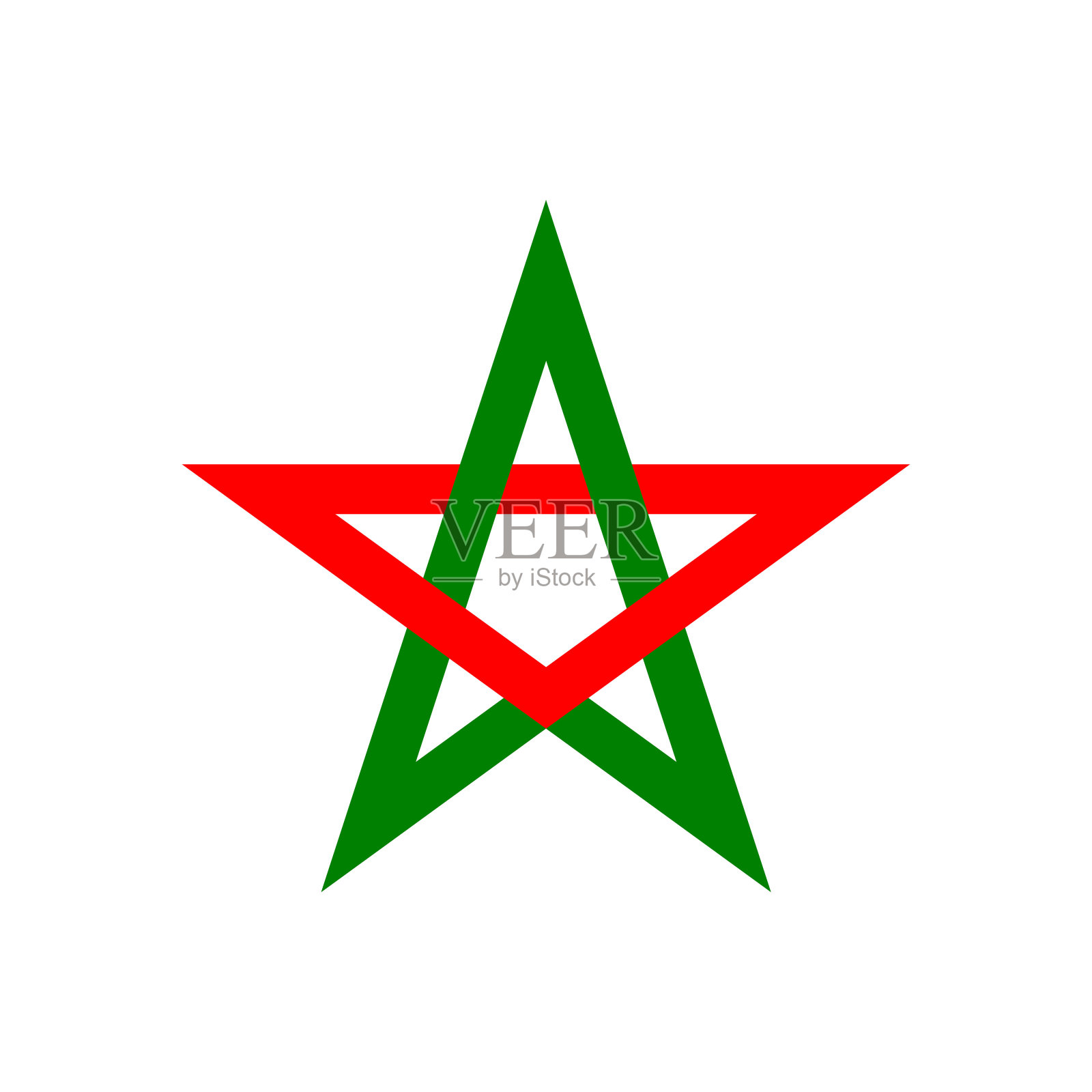 红色和绿色星星奖励线图标矢量。插画图片素材