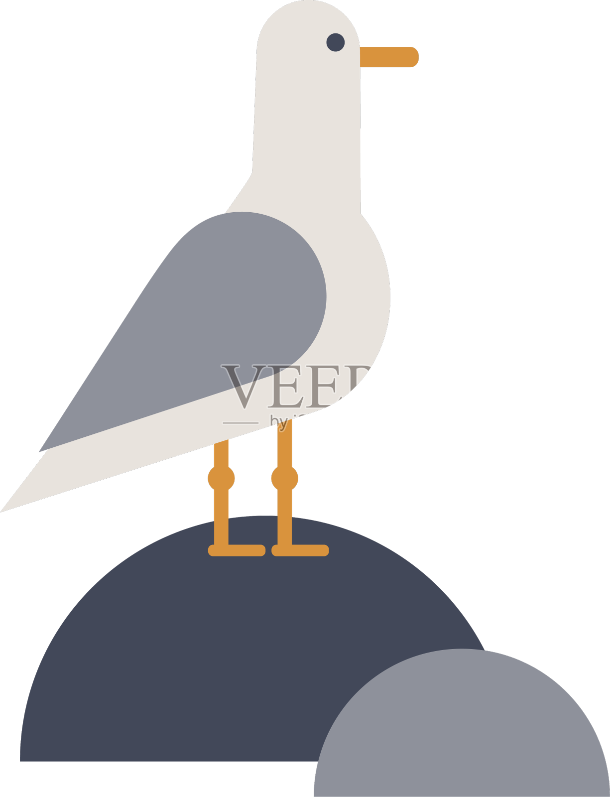 在岩石平地上的海鸥设计元素图片