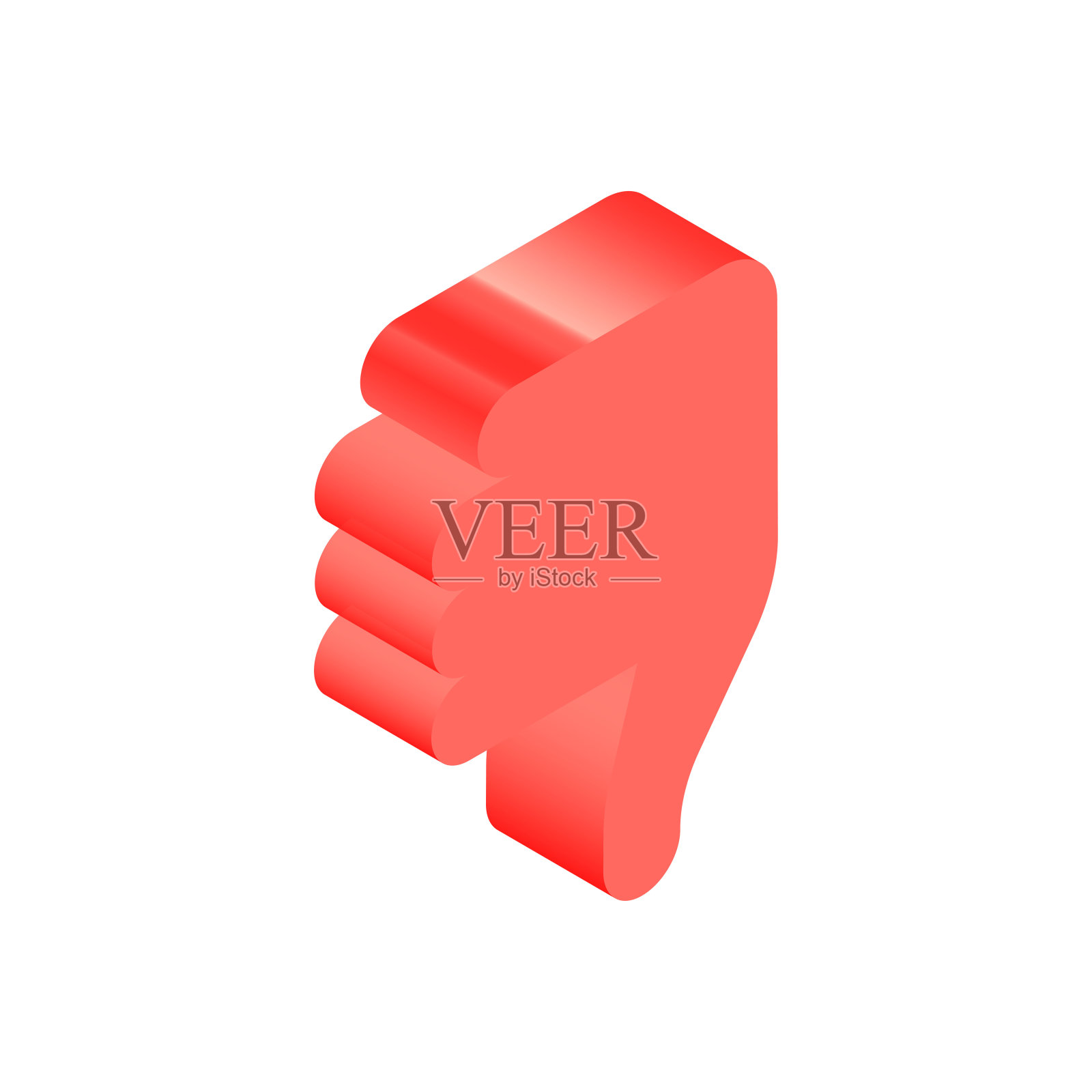 等距红色图标。现代平面矢量插图。不喜欢的迹象。社交媒体模板。插画图片素材