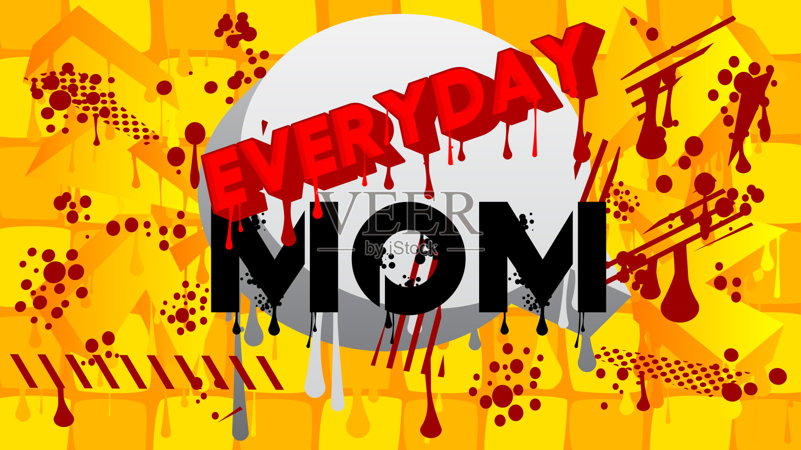 每天妈妈。涂鸦标签。抽象的现代街头艺术装饰表现为城市绘画风格。插画图片素材