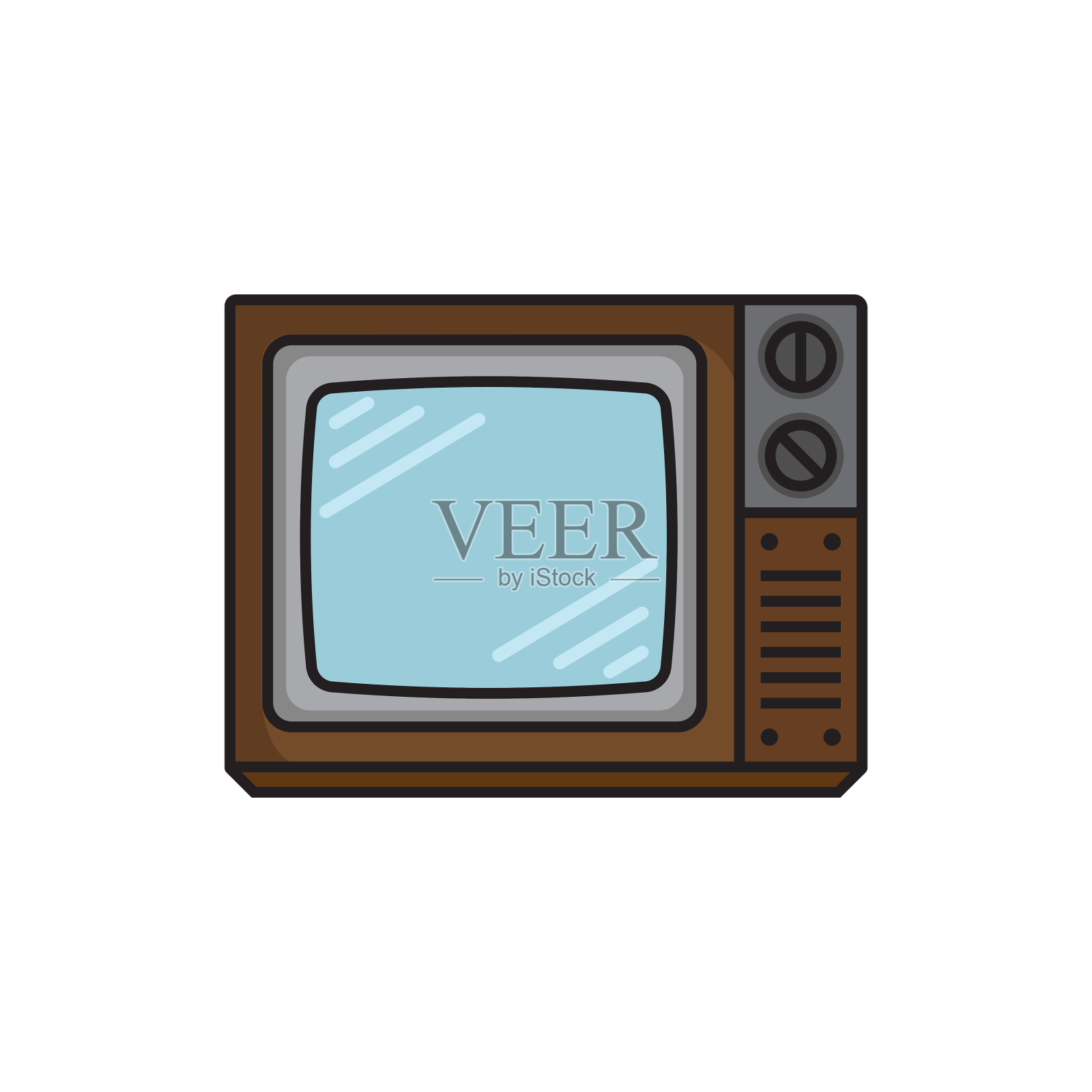 老式彩色电视图标设计元素图片