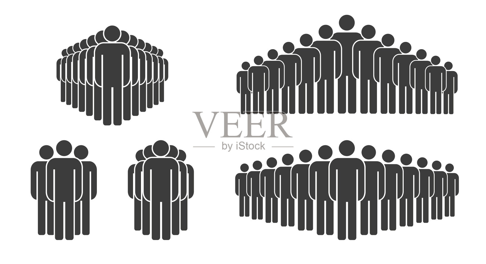 大大小小的黑人群体的简笔画插画图片素材