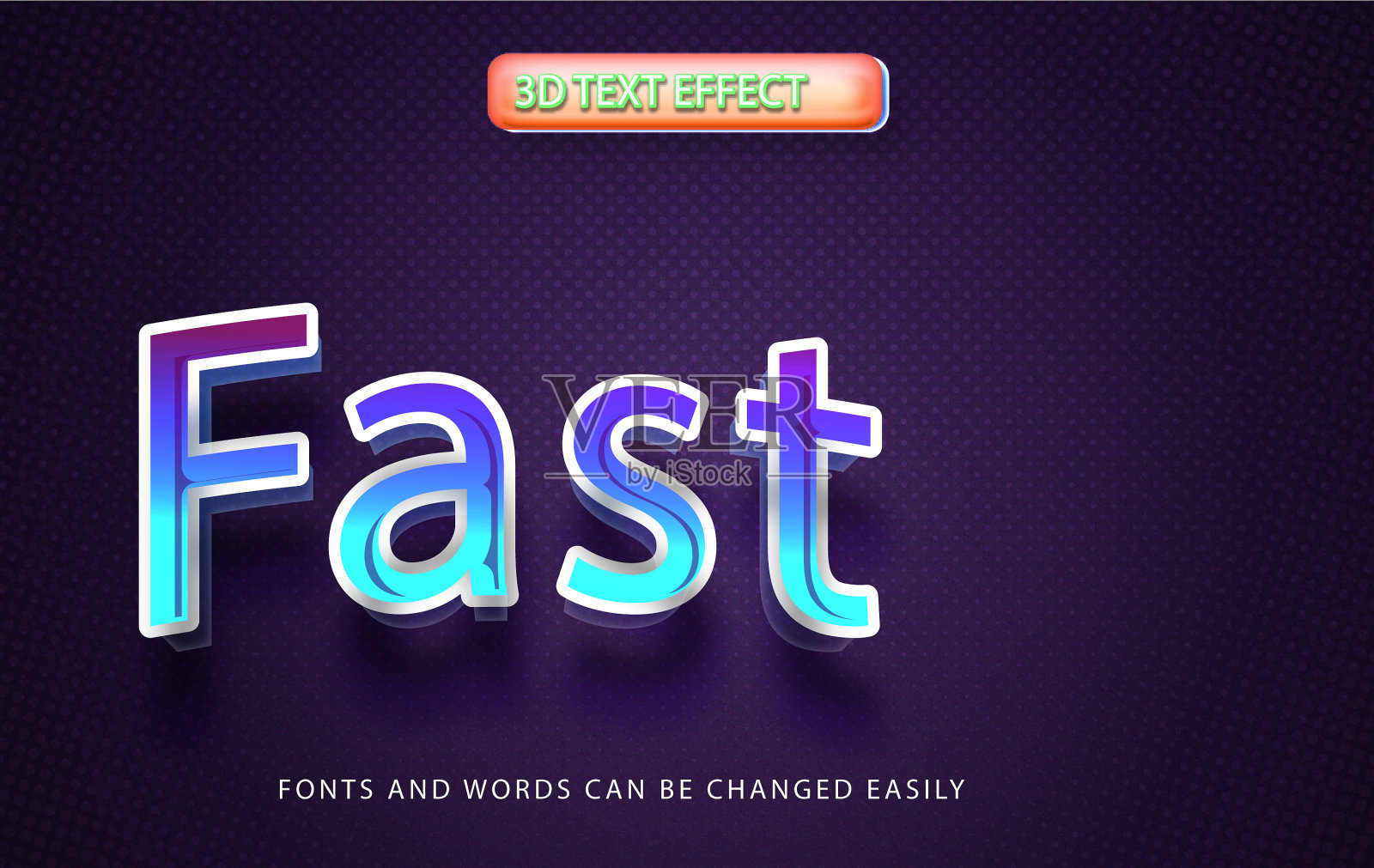 快速蓝色3d可编辑的文字效果风格插画图片素材