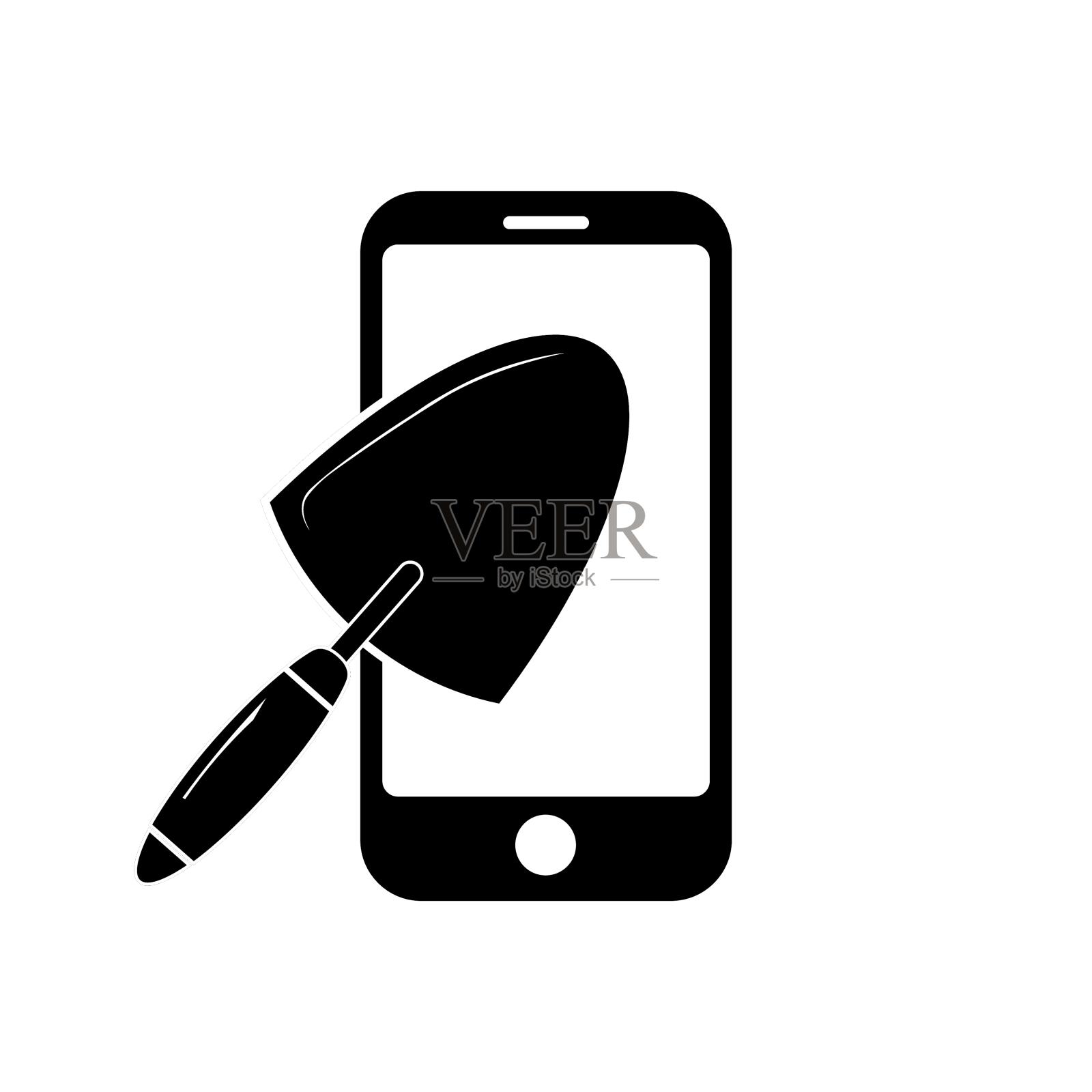 手机与平镘图标符号的应用程序和网页设计元素图片