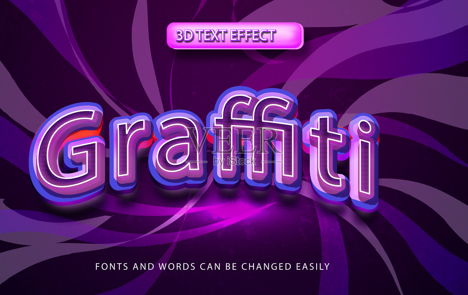 涂鸦艺术3d可编辑的文字效果风格插画图片素材