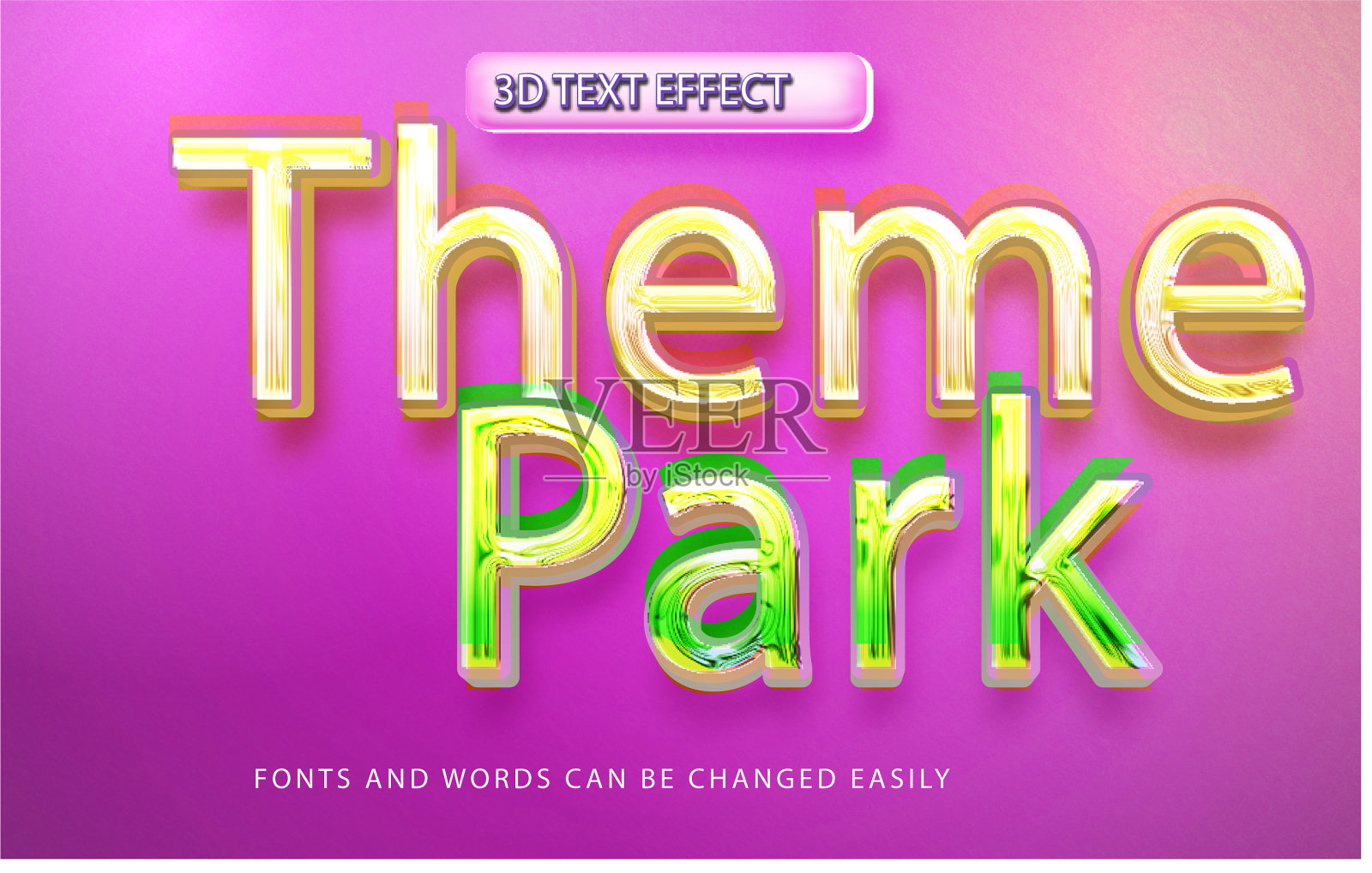 主题公园3d可编辑的文字效果风格插画图片素材