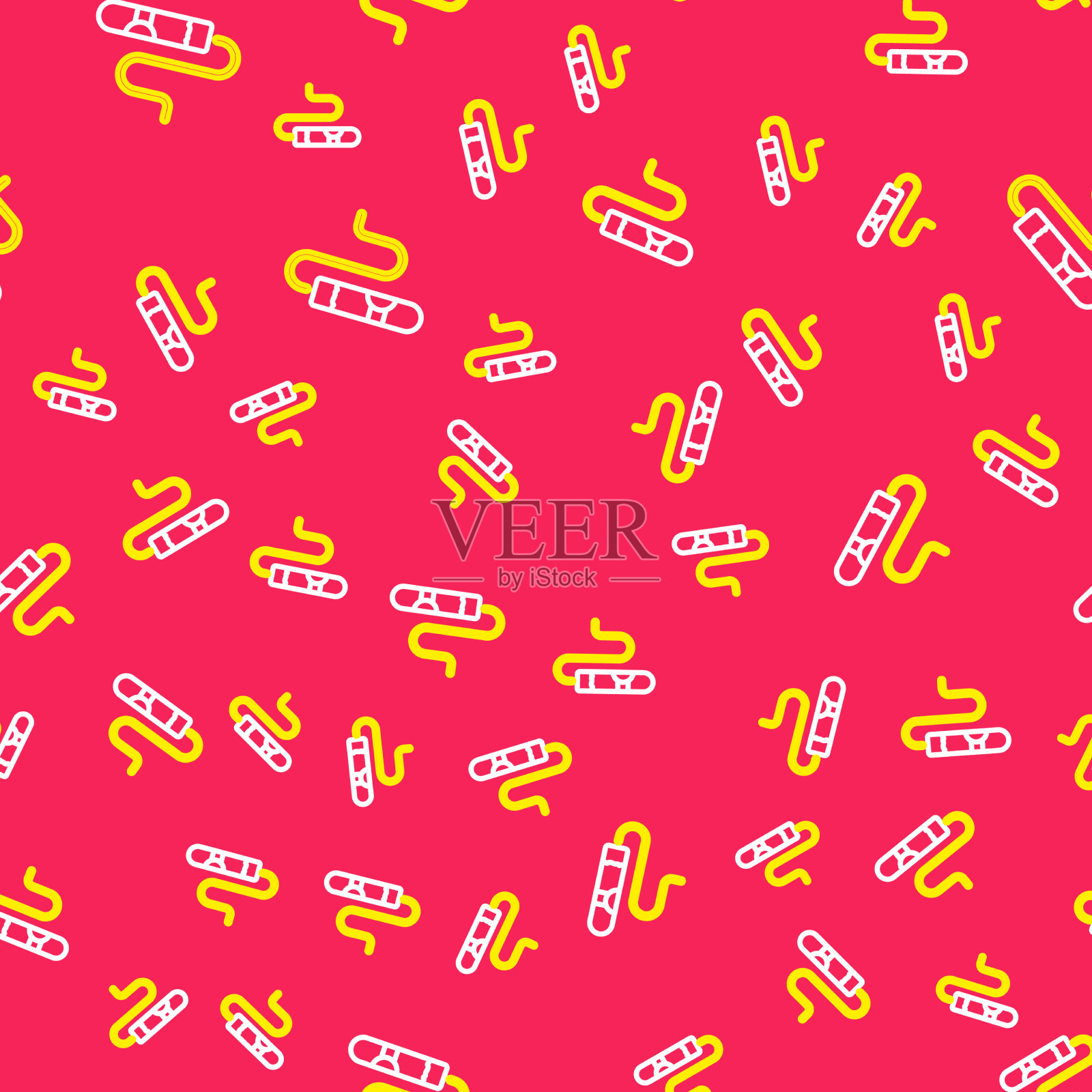 线雪茄图标孤立的无缝图案上的红色插画图片素材