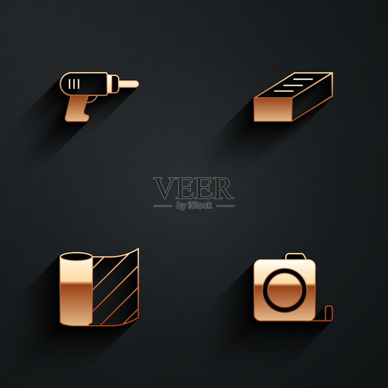 设置电钻机砖和墙纸插画图片素材