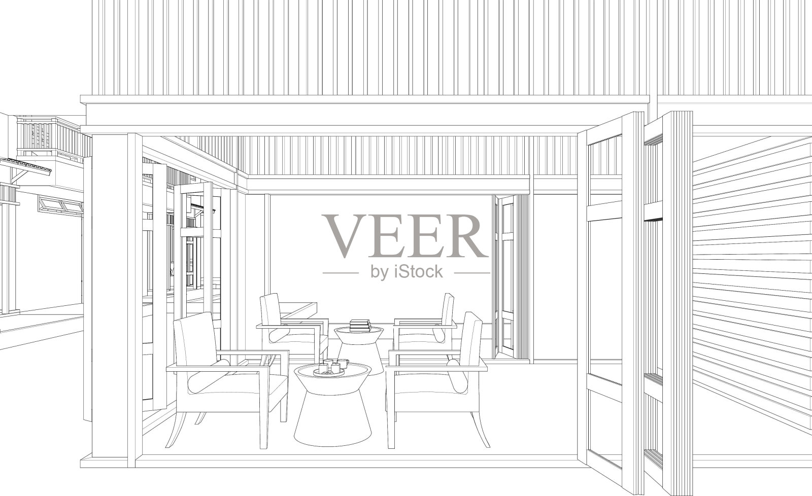 住宅项目的三维插图插画图片素材