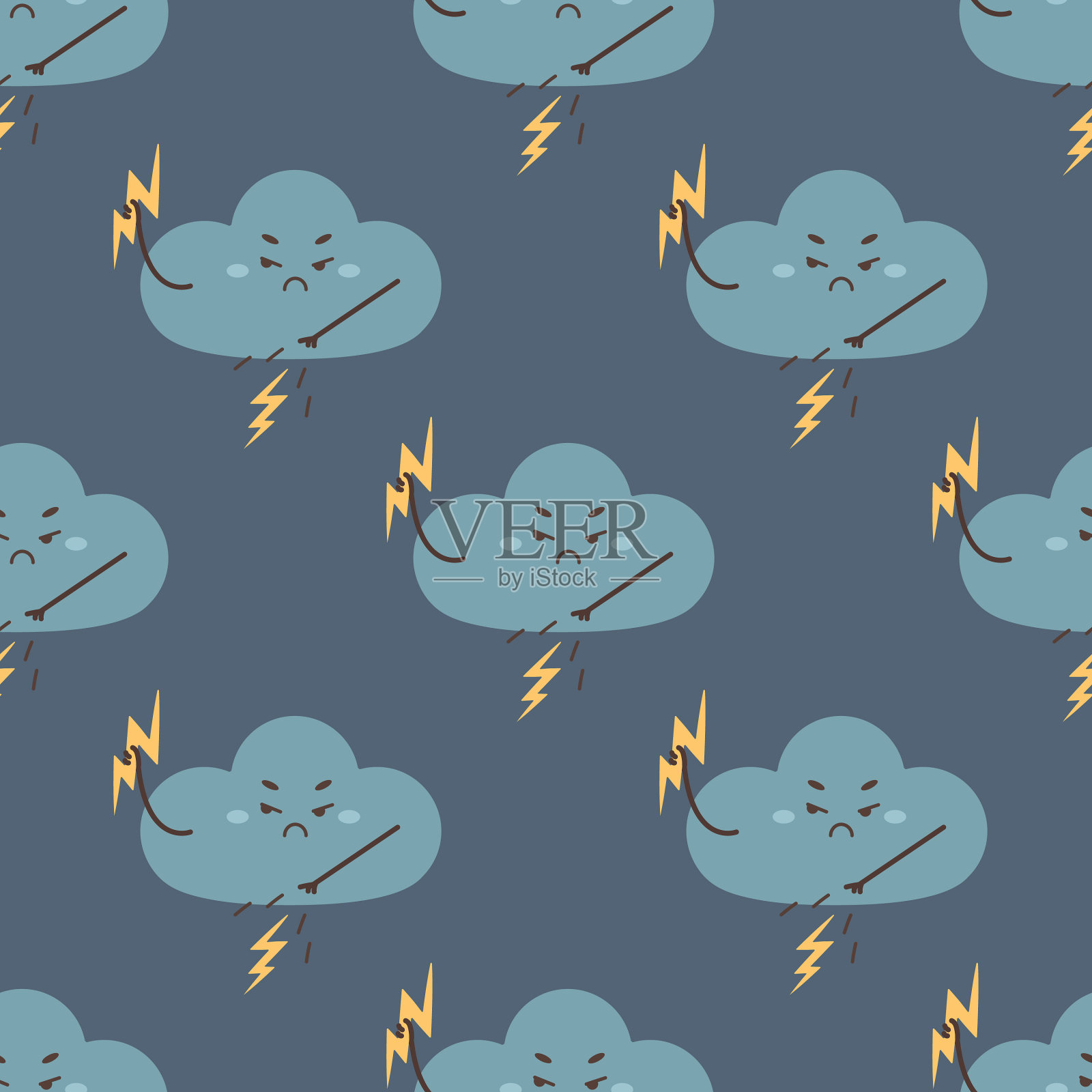 模式无缝邪恶的风暴云字符插画图片素材