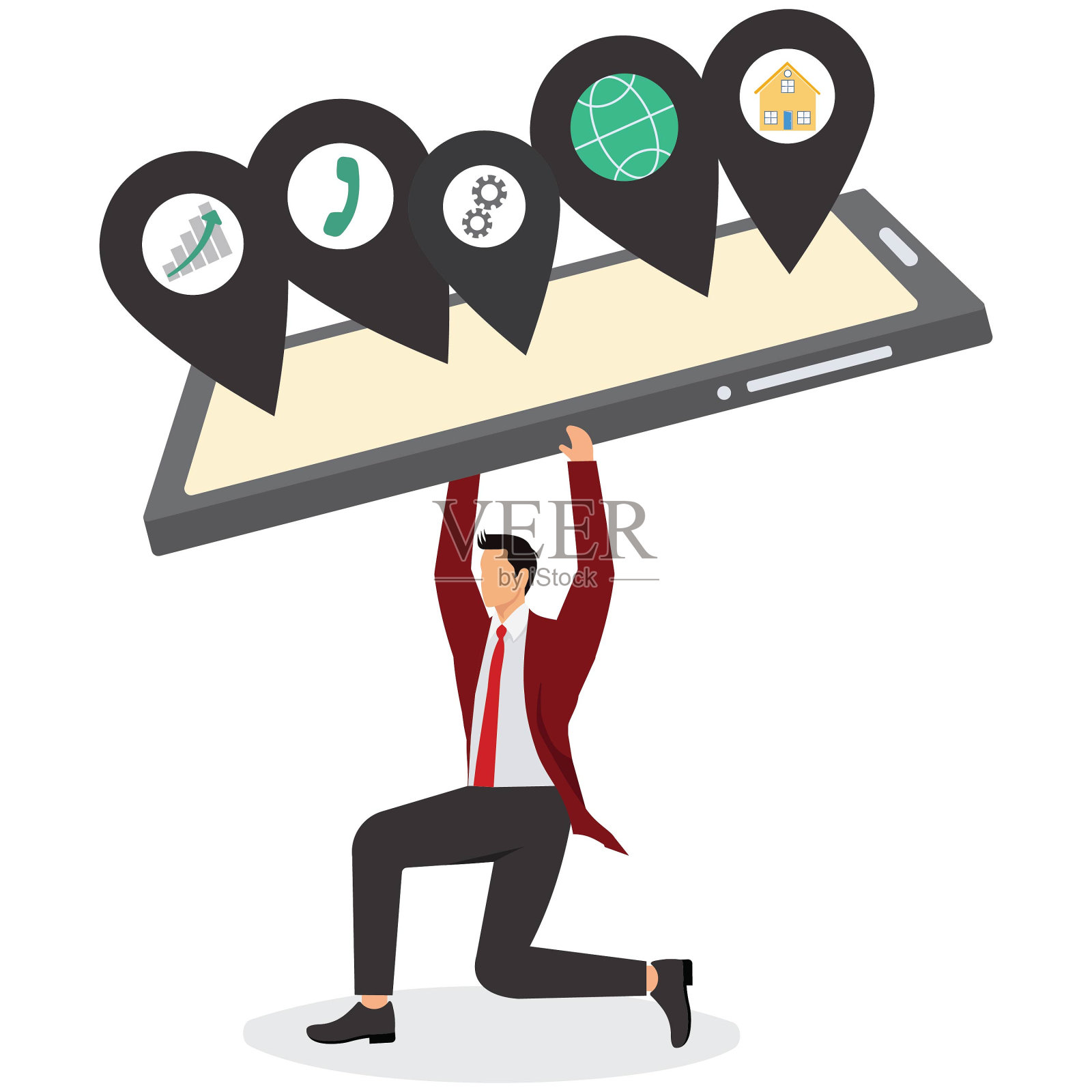 商人信息超载,上瘾,上瘾,头脑风暴,品牌智能手机插画图片素材