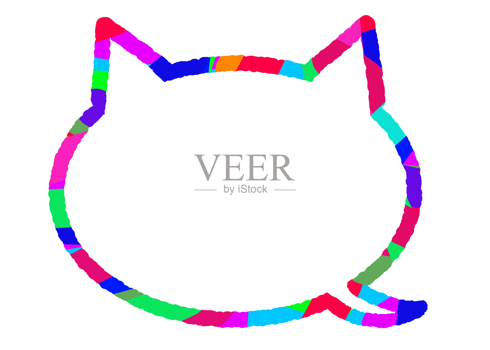 五彩缤纷的语音泡泡,形状像一只猫插画图片素材