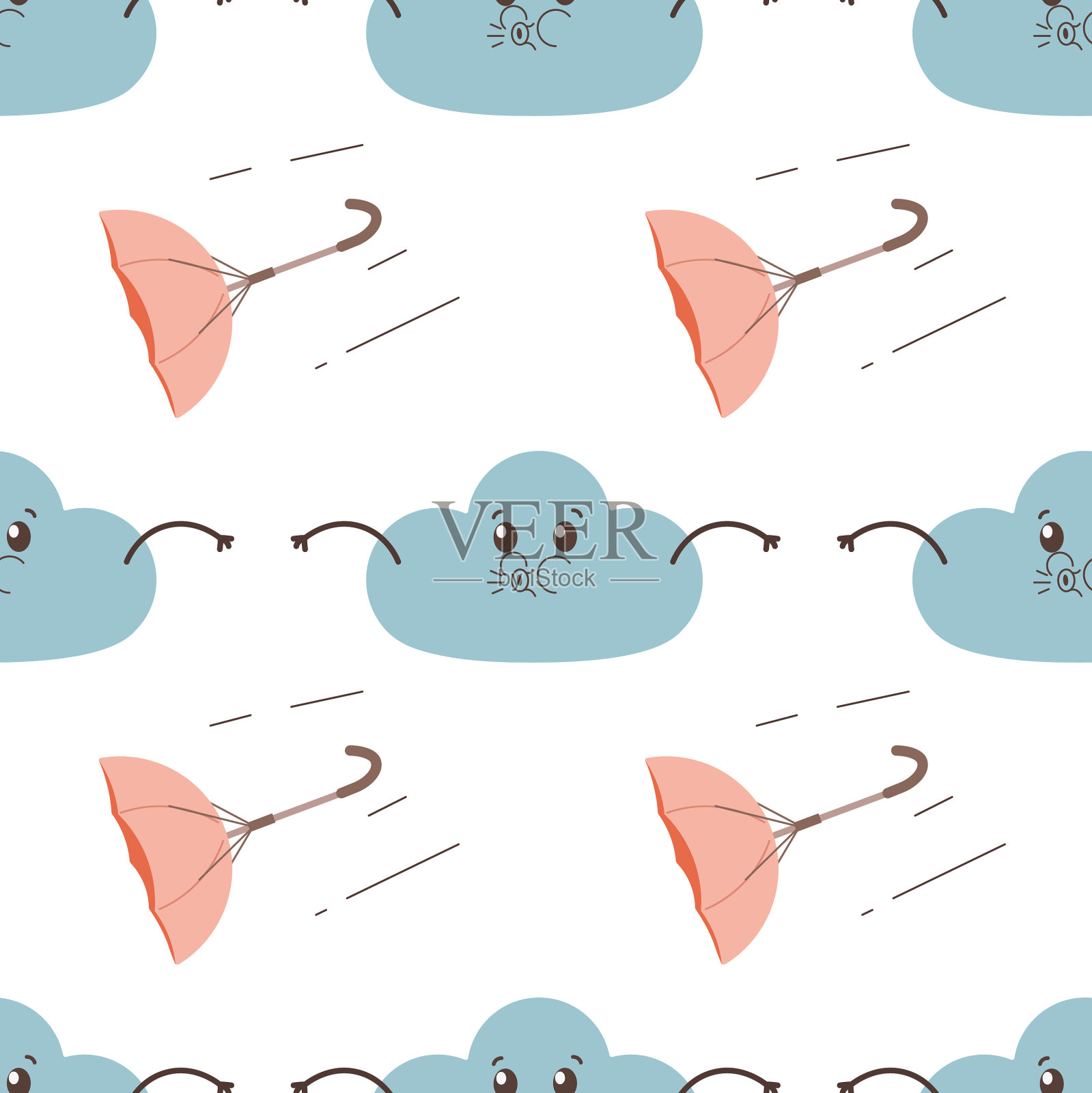 图案无缝云使风吹和插画图片素材