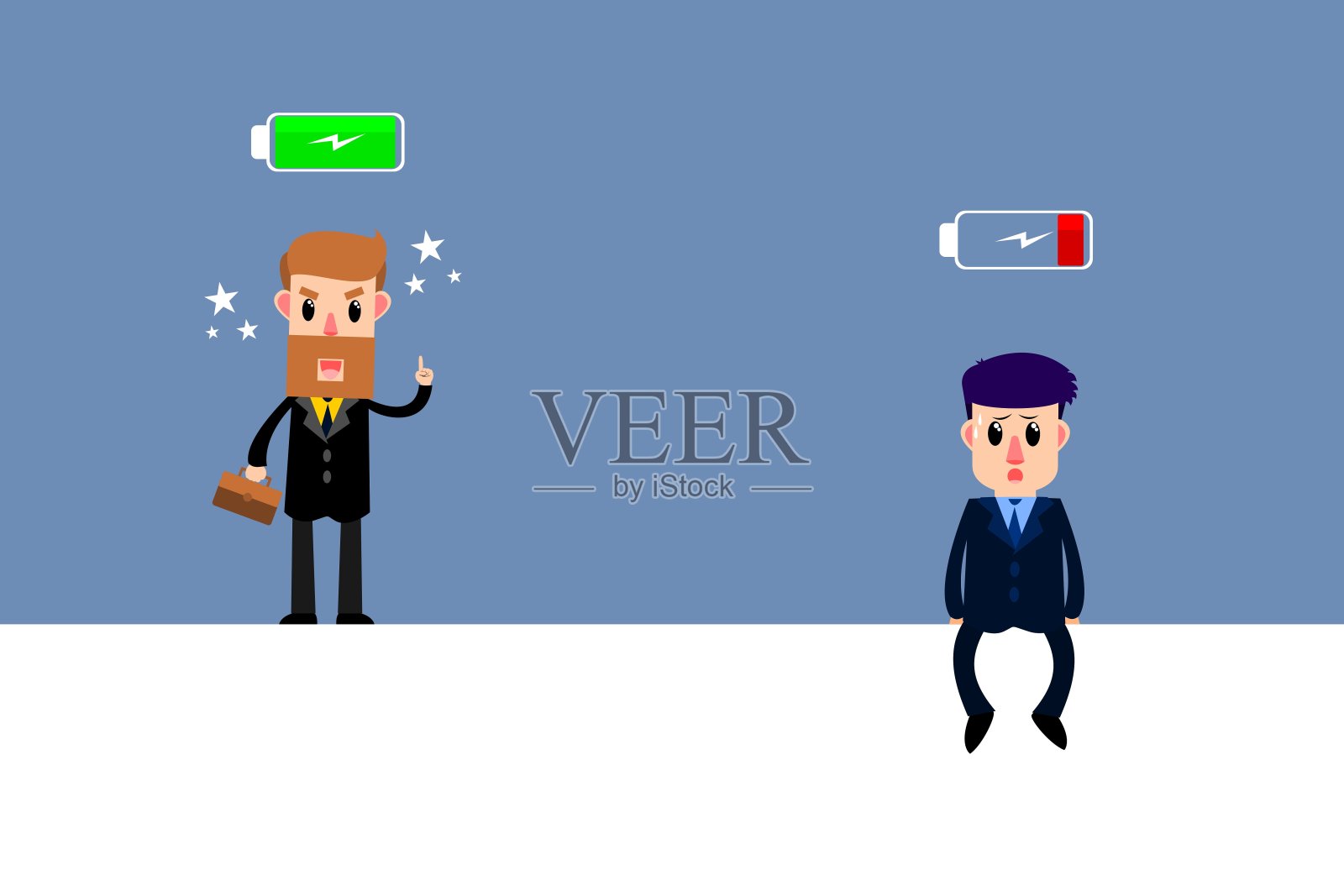 精力充沛的商人和精力不足的商人。商业竞争。经营理念。矢量图插画图片素材