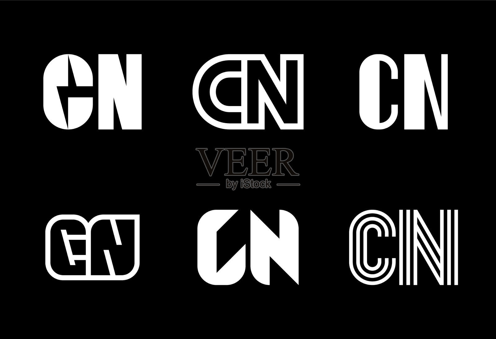 一套字母cn标志插画图片素材