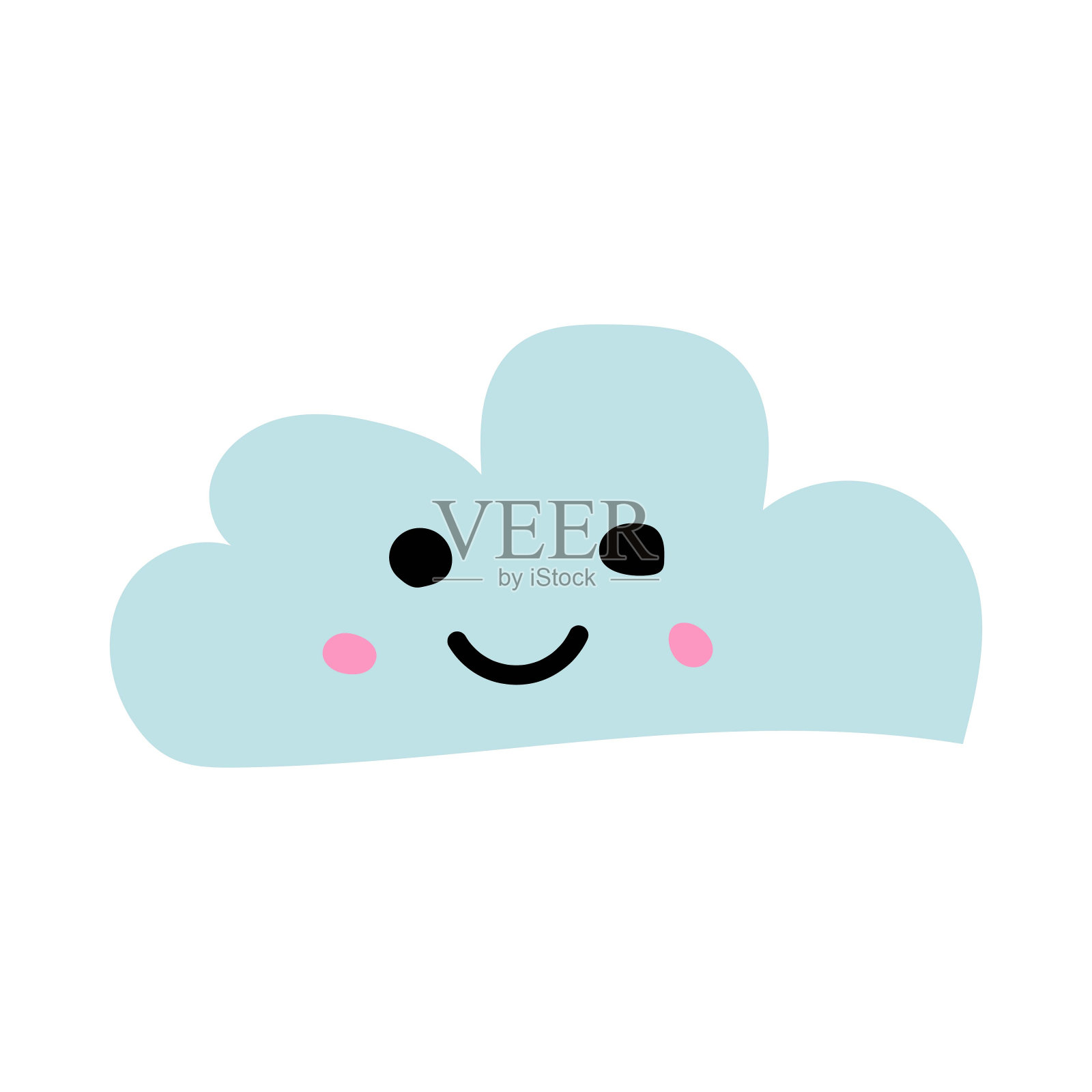 画一朵微笑的蓝云。插画图片素材