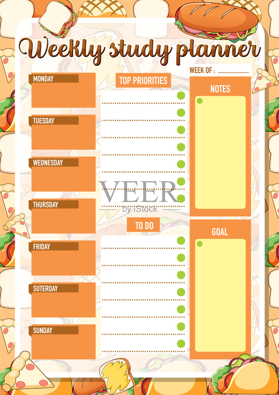 学生课程计划和待办事项列表模板插画图片素材