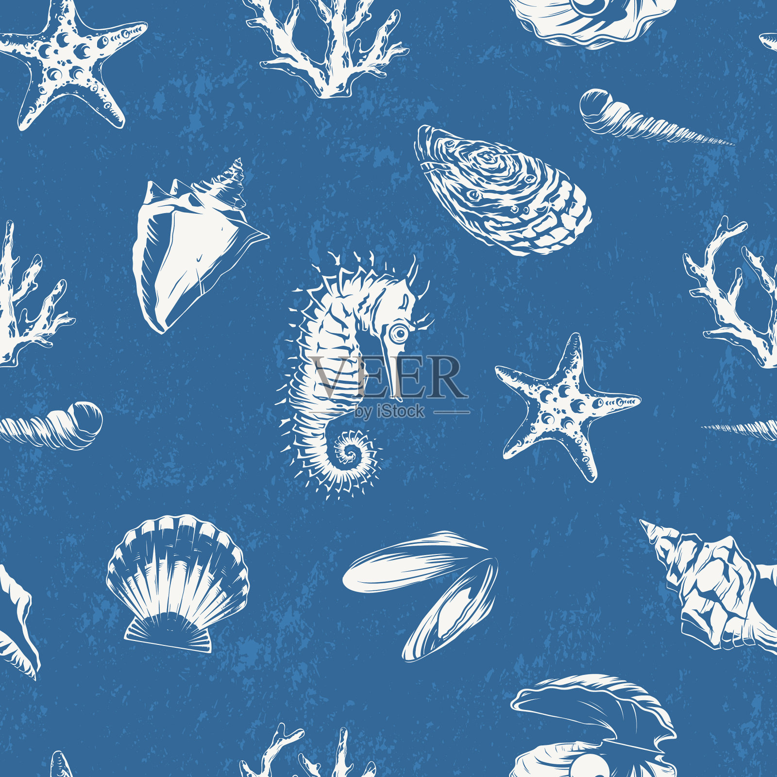 海洋野生动物彩色图案无缝插画图片素材