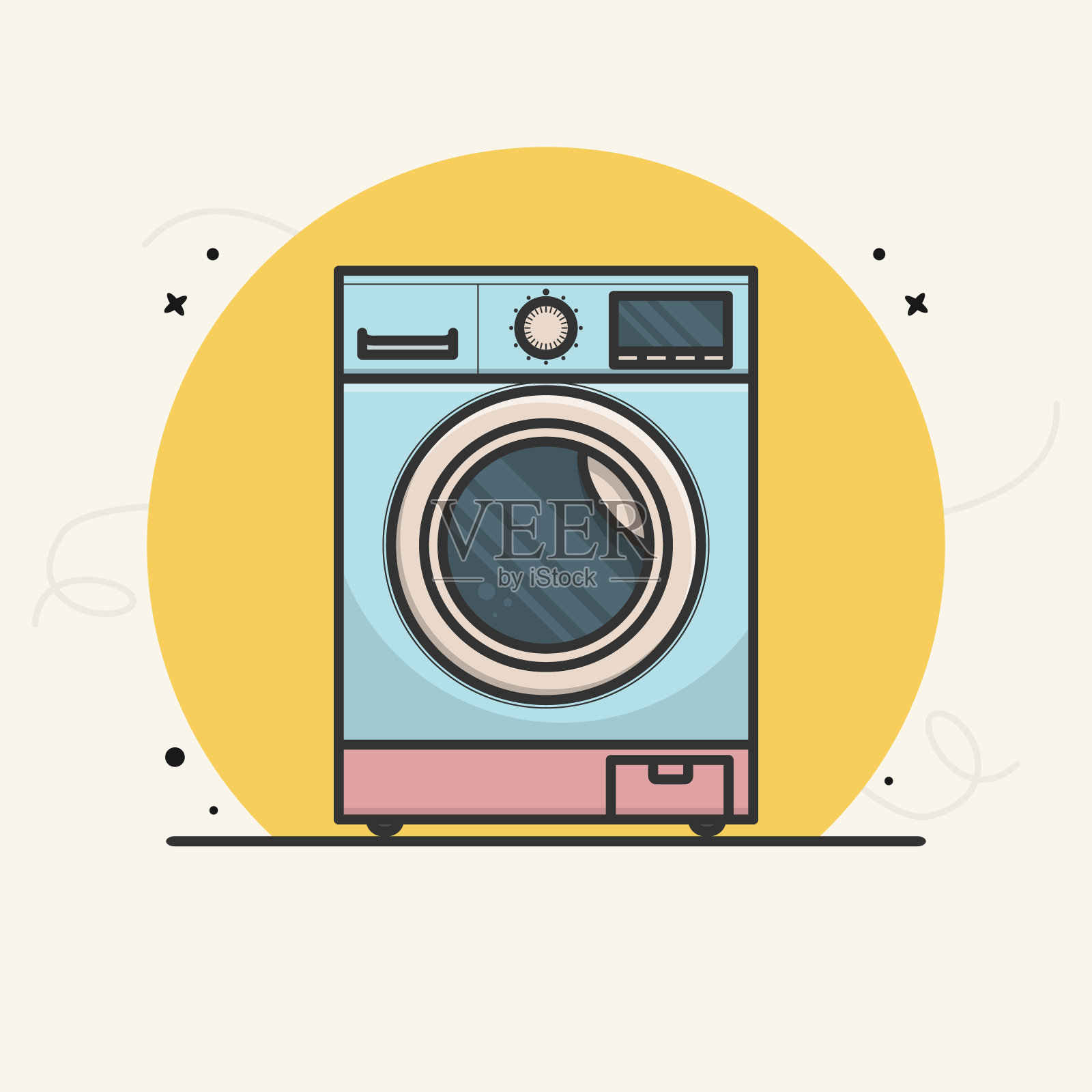 现代电动洗衣机矢量插图。插画图片素材