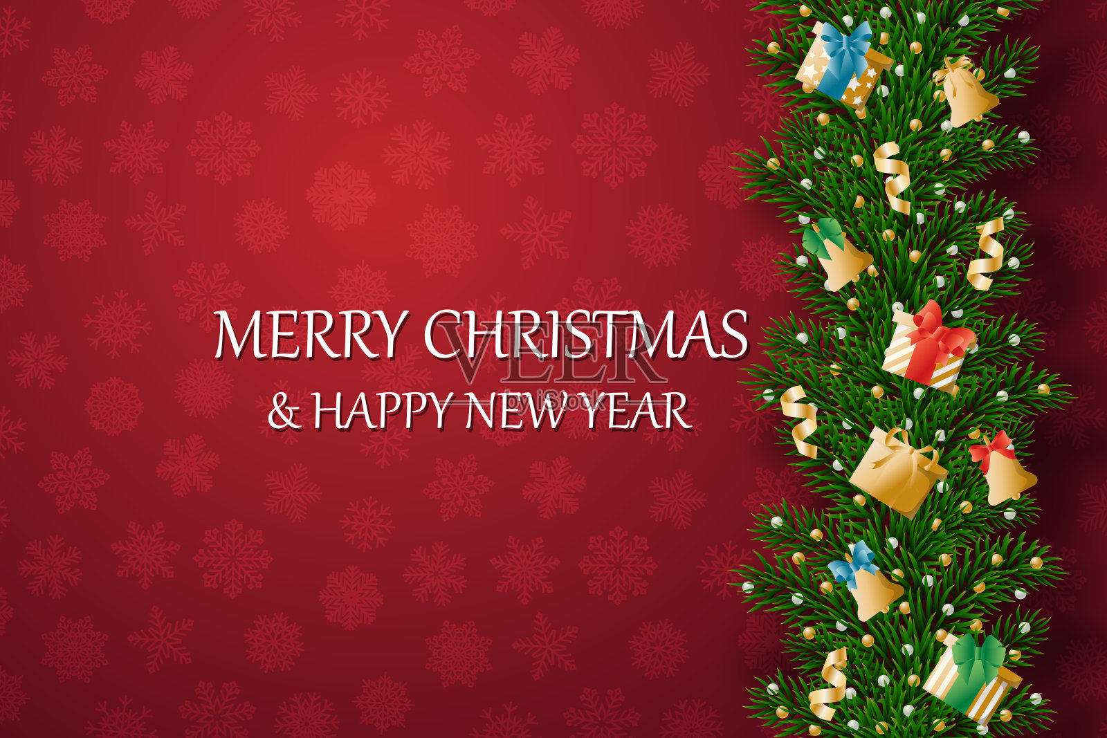 装饰树枝的圣诞横幅。插画图片素材