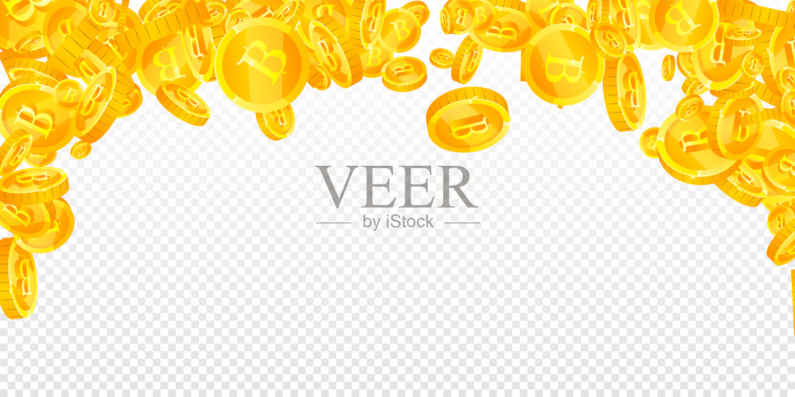 泰铢贬值。黄金散落四方插画图片素材