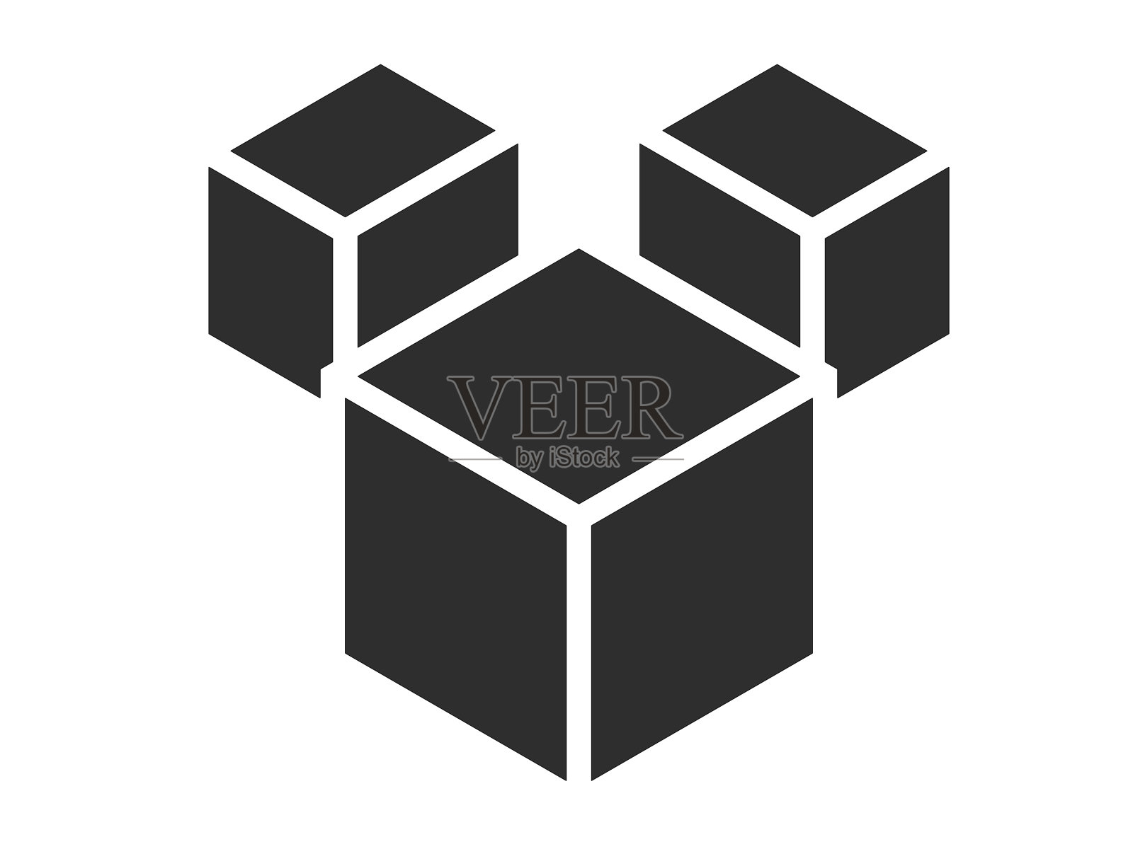 AR增强现实智能手机应用技术,白色背景上的三个立方体矢量图标。3d立方体图标。作为一个简单的矢量标志新潮的设计符号插画图片素材