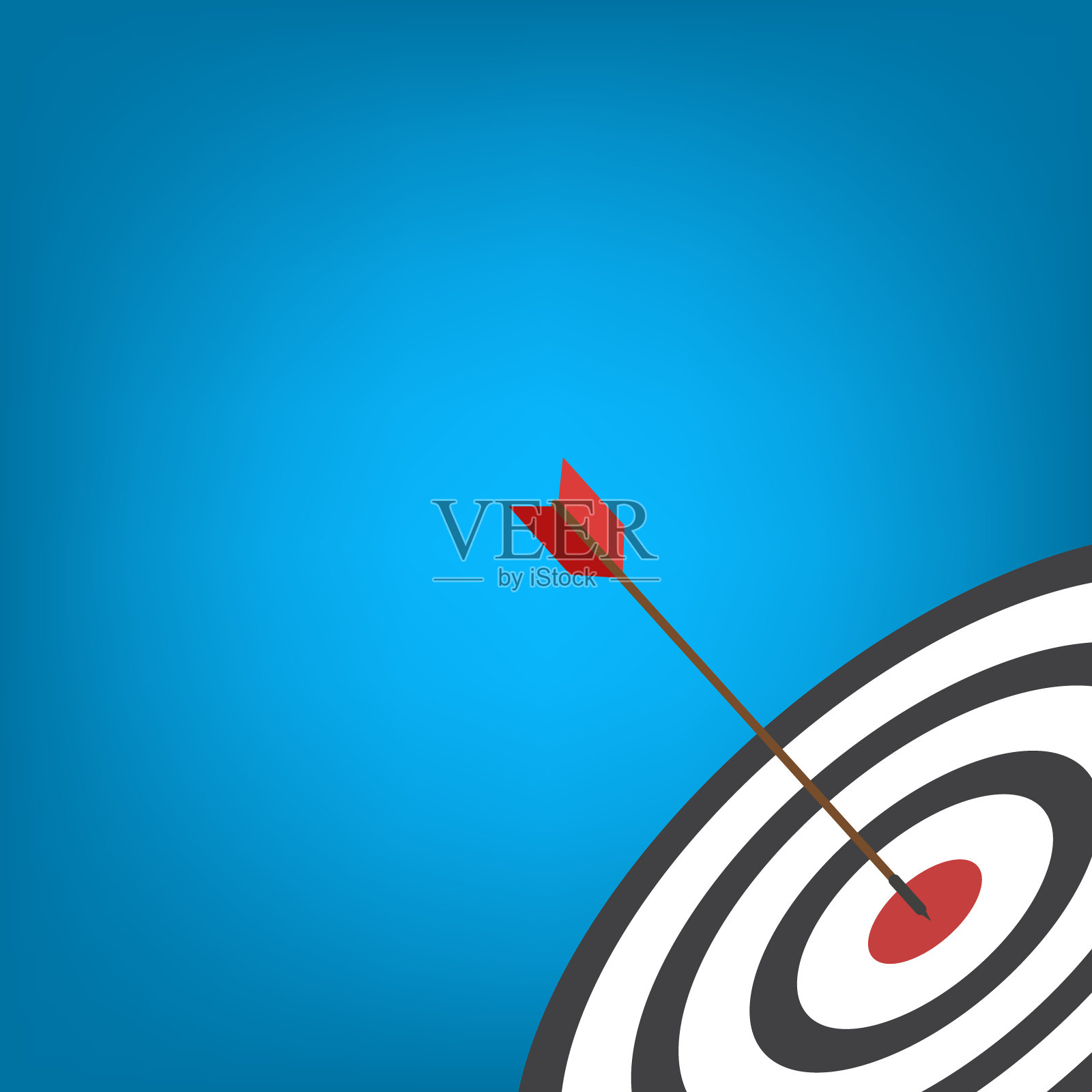 红色目标击中中心。商业挑战失败和成功的概念。插画图片素材