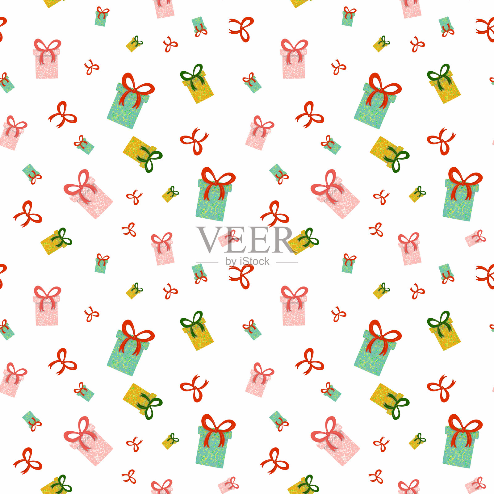 圣诞背景与图案从礼品盒。新年心情。孩子的风格插画图片素材