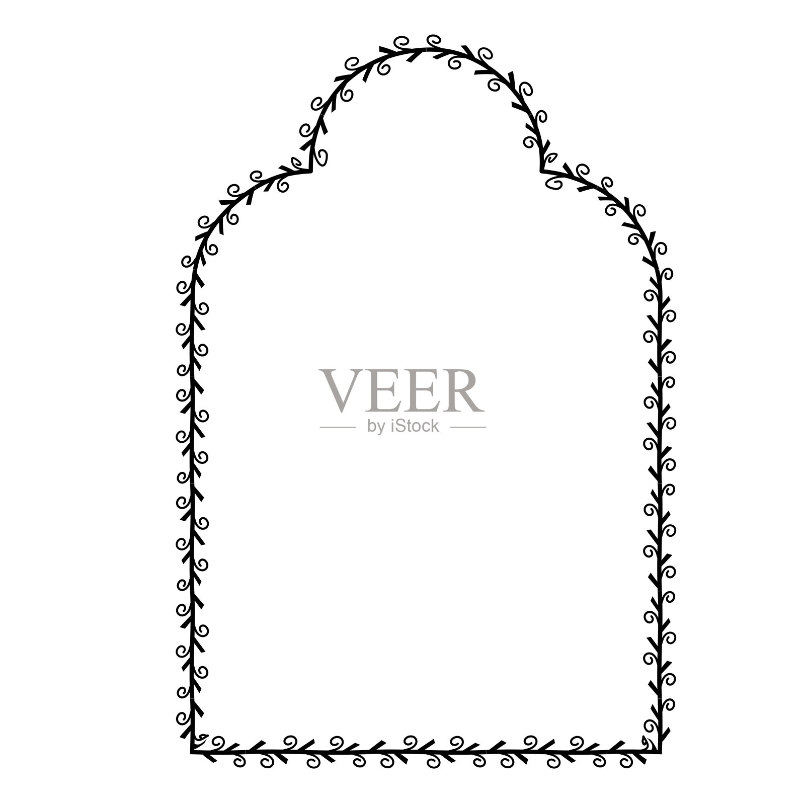 三叶草拱门螺旋框架叶矩形框架建筑窗户门华丽的花框花叶边界自然植物枝装饰结婚贺卡周年庆典美丽的阿拉伯式元素插画图片素材