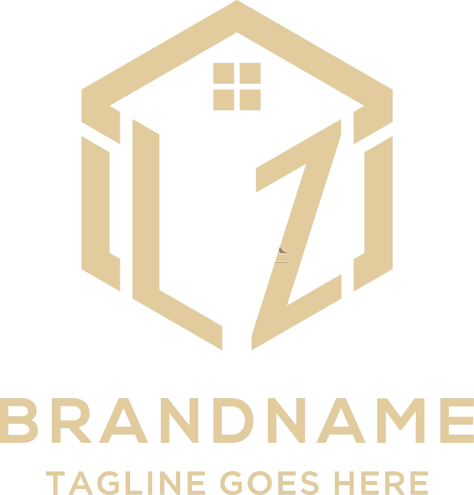 首字母lz标志与抽象的六边形屋顶设计元素图片