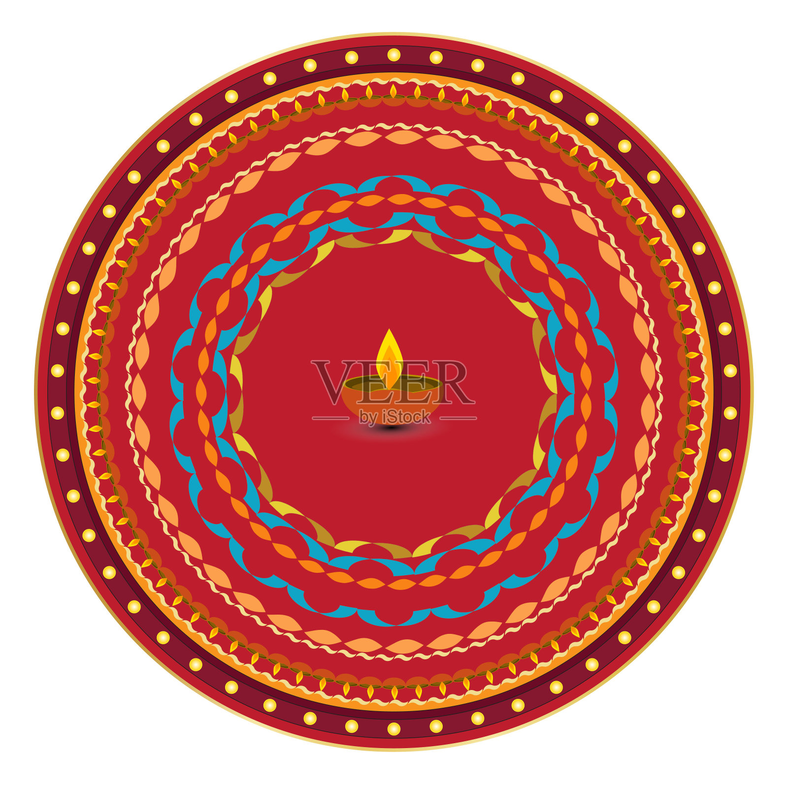 五颜六色的节日庆祝油灯圆形节日庆祝主题。墙纸背景。矢量图插画图片素材