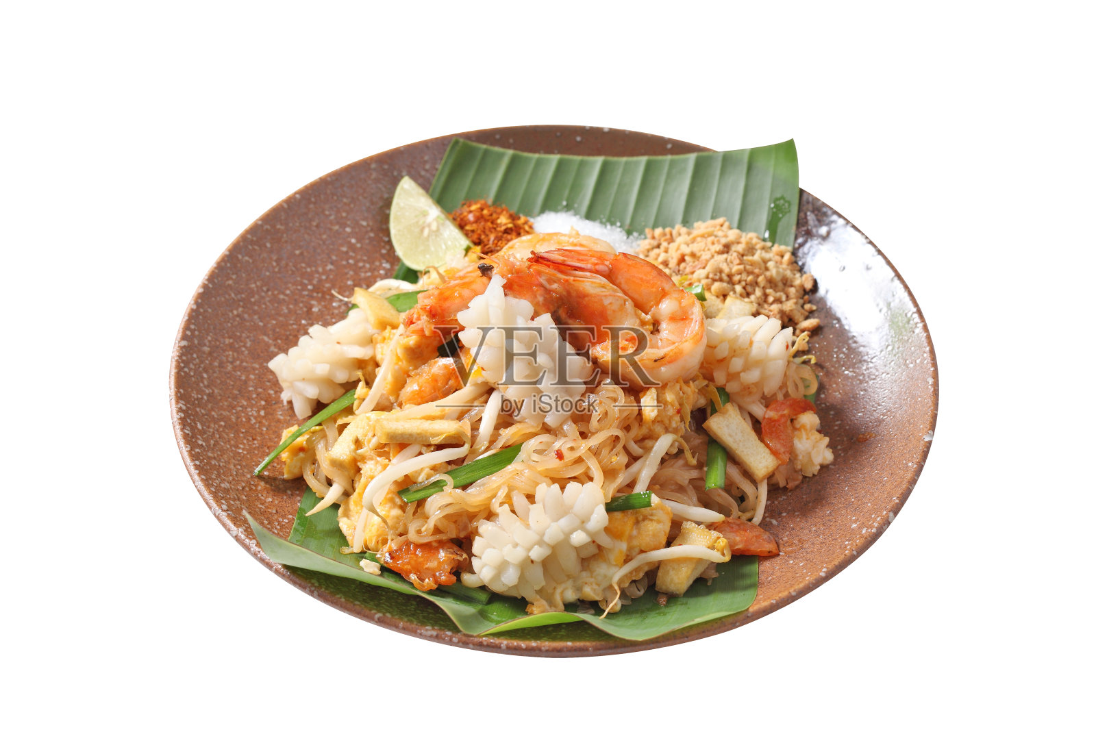 泰式炒粉孤立在白色背景上照片摄影图片