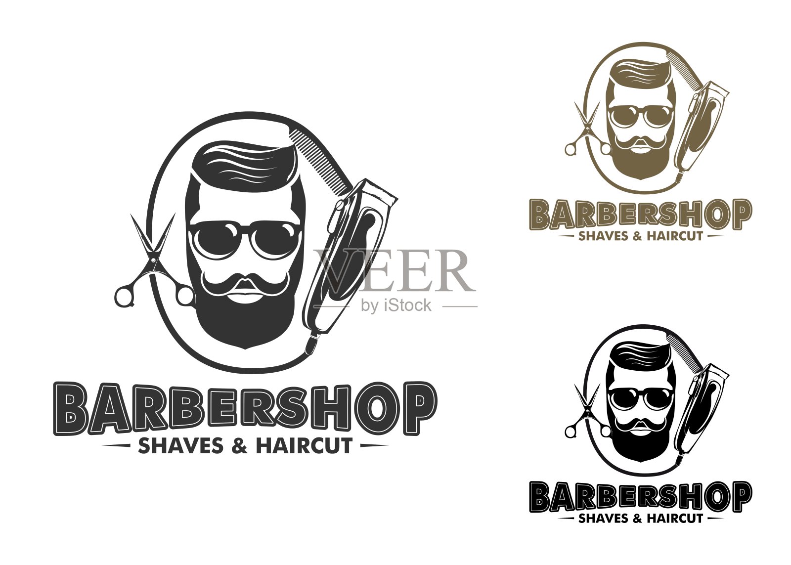 复古理发店矢量模板插画图片素材