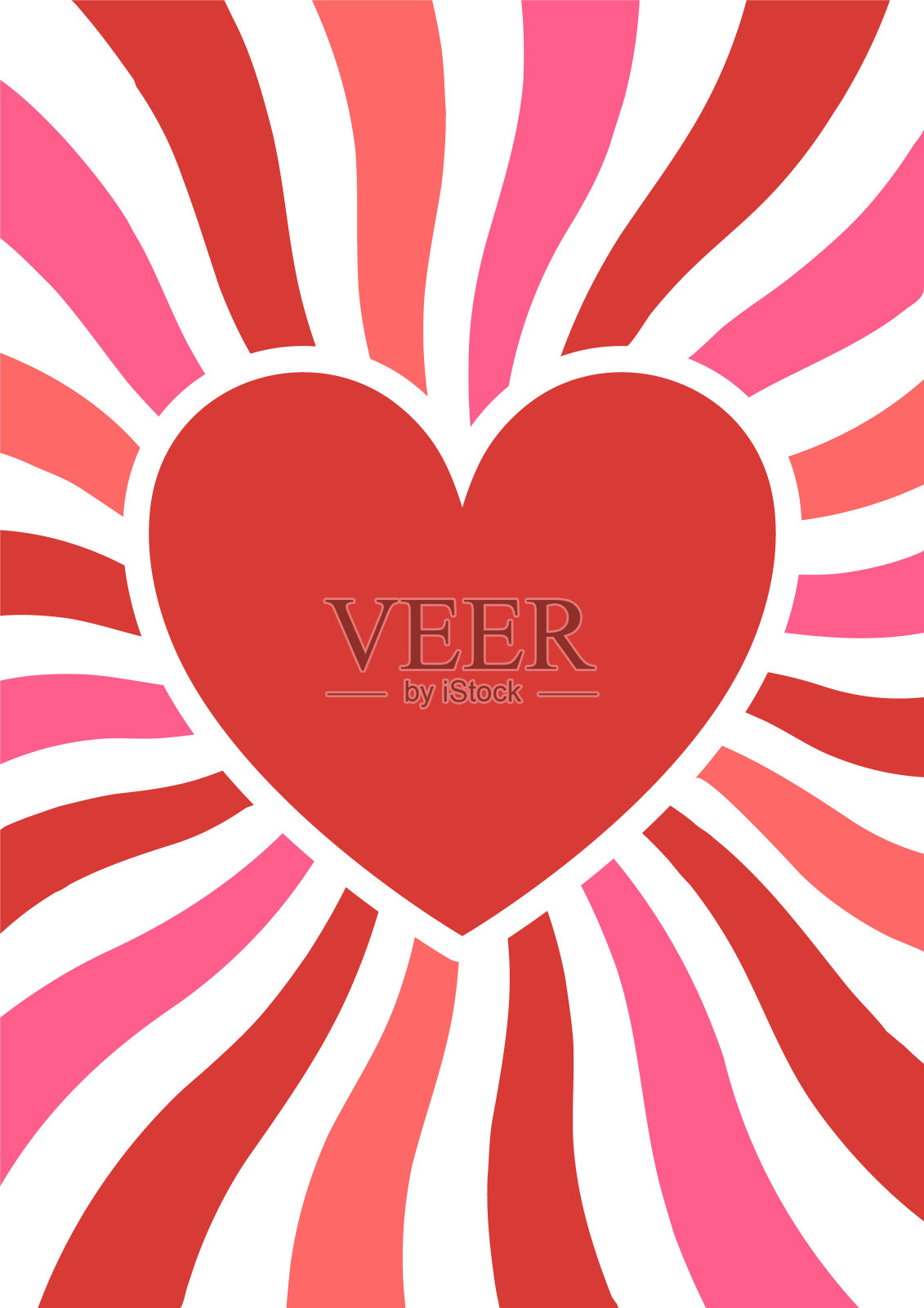 心与彩色漩涡光束插画图片素材