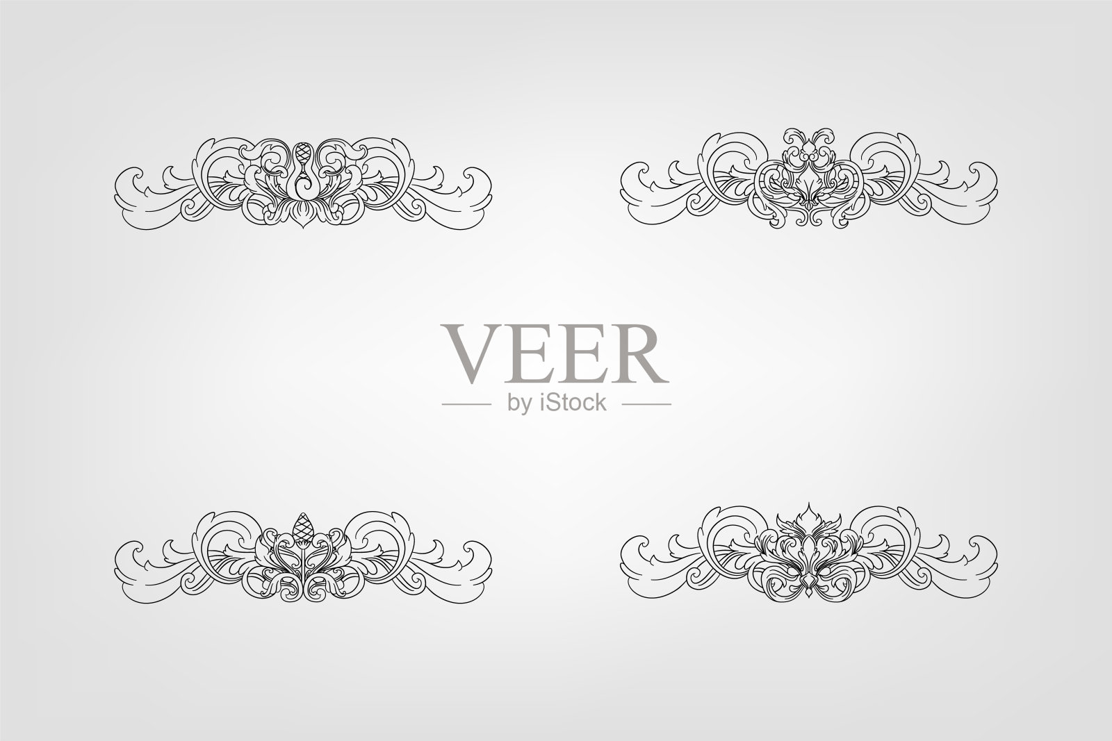 古典巴洛克花丝装饰装饰复古花边风格古董艺术复古插画图片素材