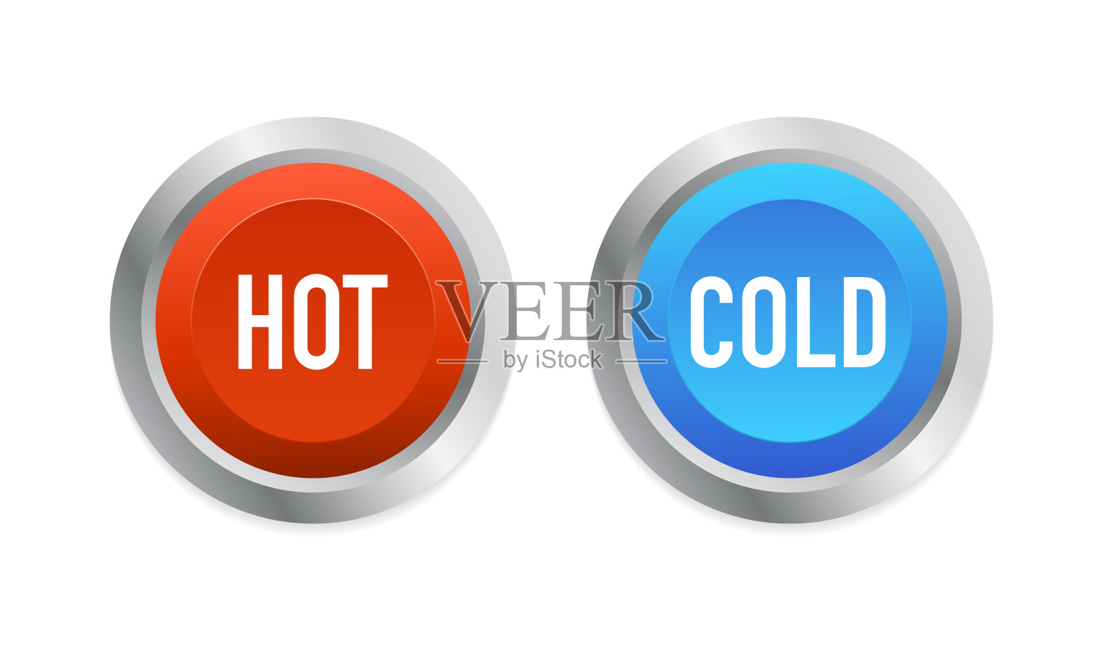 矢量图形的冷热按钮。有利于温度控制。网络元素。按钮的UI UX,网站,移动应用程序。矢量图插画图片素材