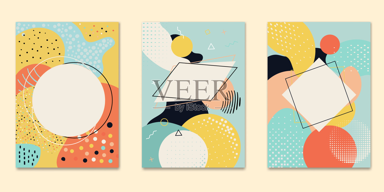 充满活力的设计,抽象的形状和纹理,现代,时尚的外观。涵盖模板向量集。插画图片素材