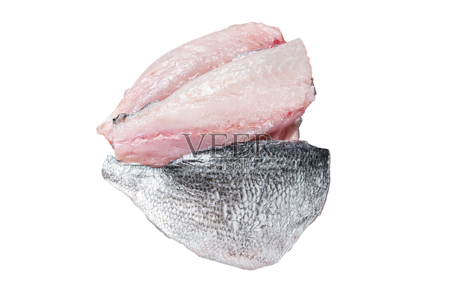 生鲷鱼多拉多鱼片孤立,白色背景。照片摄影图片