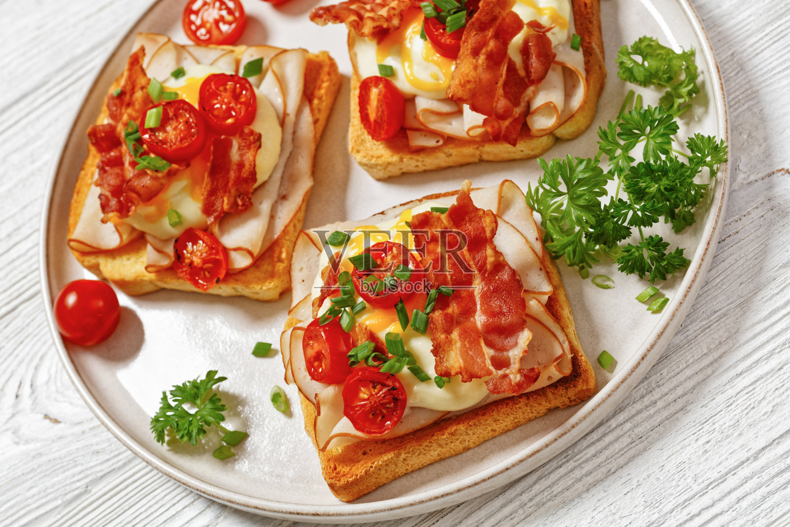 肯塔基热布朗三明治放在盘子里照片摄影图片