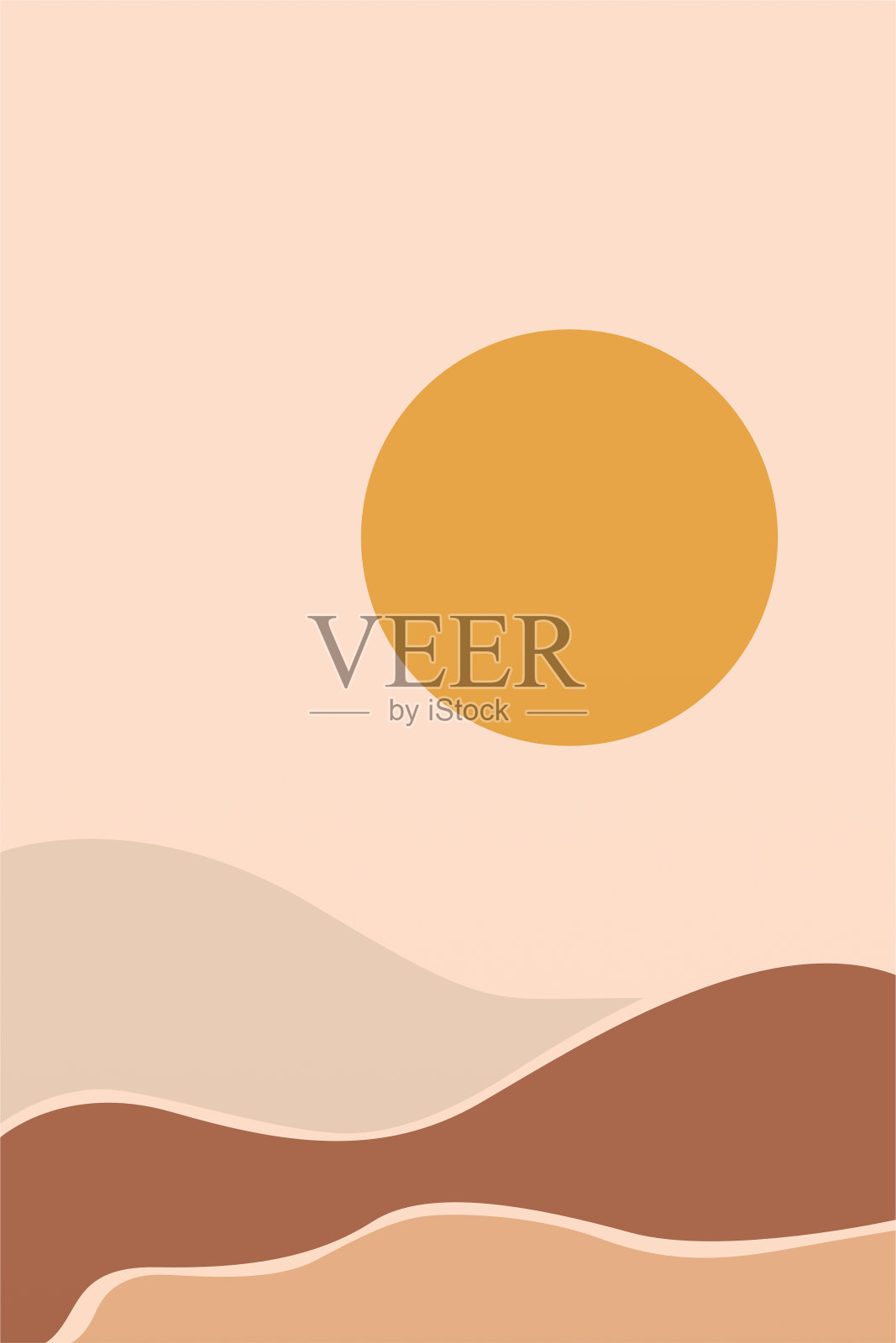 波西米亚背景插图。抽象景观背景插画图片素材