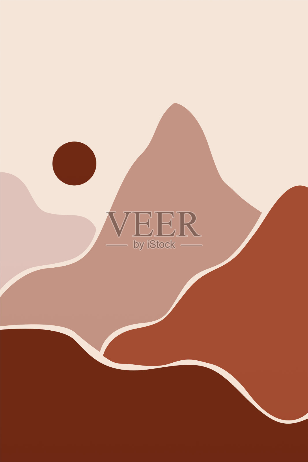 波西米亚背景插图。抽象景观背景插画图片素材