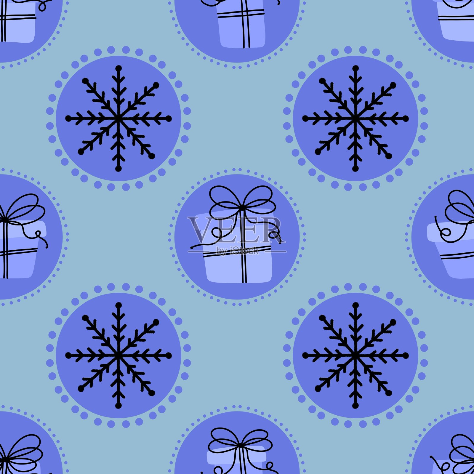 冬季圣诞无缝图案包装纸插画图片素材